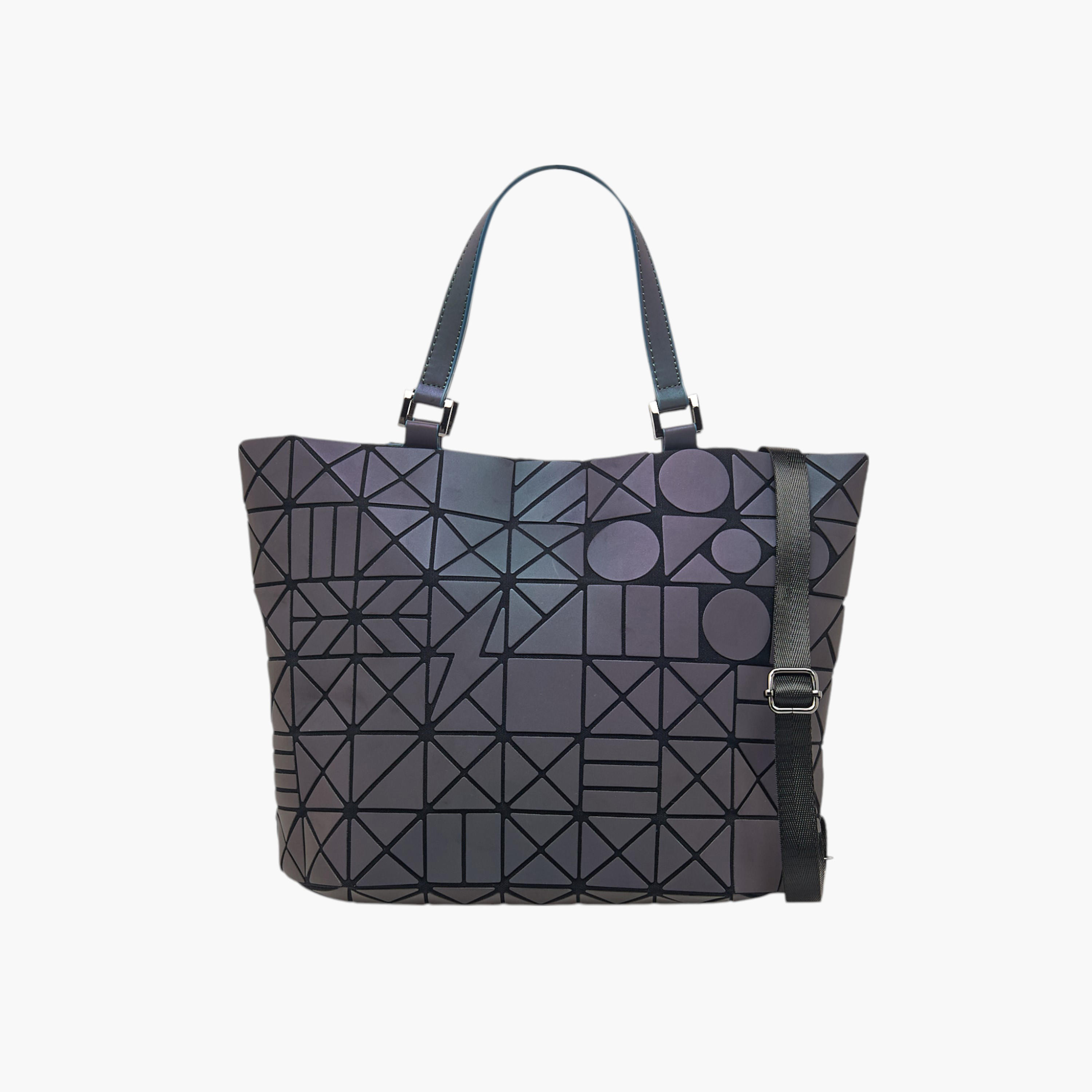 Mistotes Geometric Print Tote Bag with Double Handle and Button Closure-women-bagsandwallets-handbags-image-1