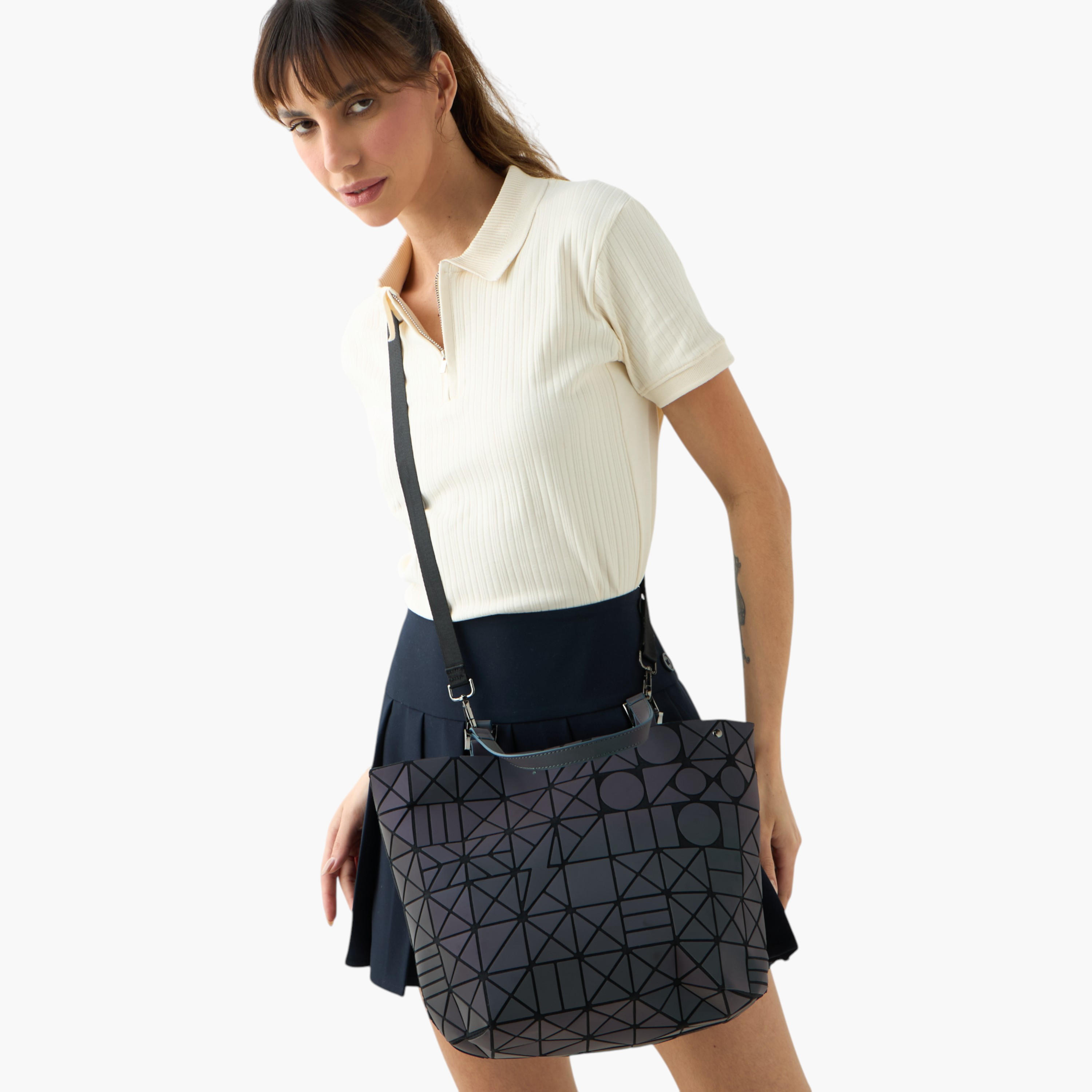 Mistotes Geometric Print Tote Bag with Double Handle and Button Closure-women-bagsandwallets-handbags-image-7