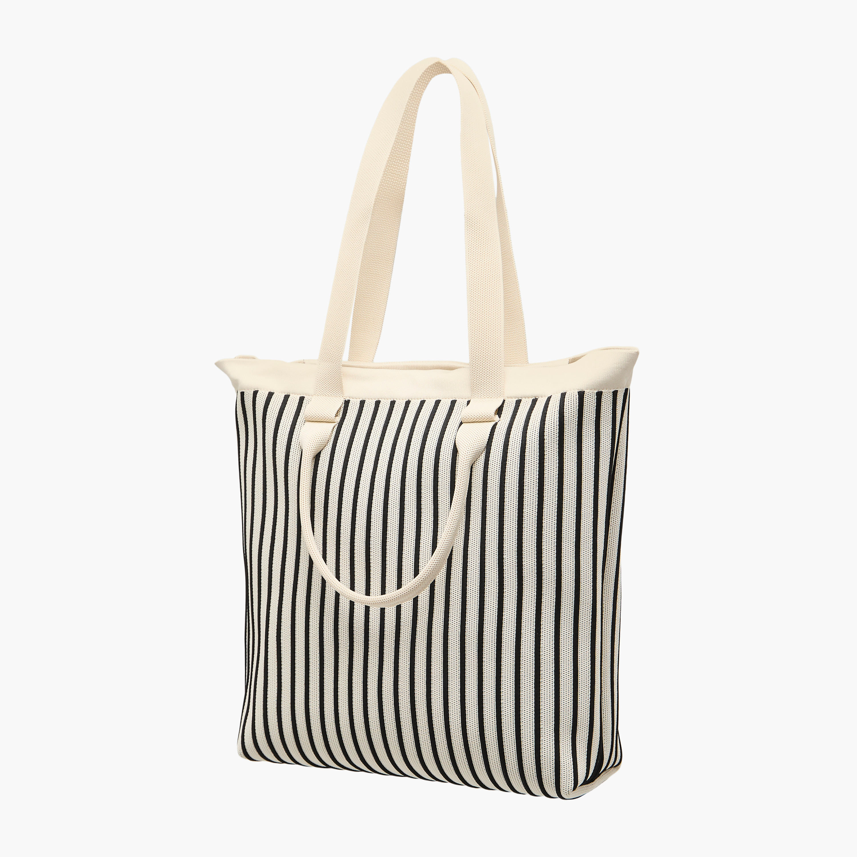 شنطة توت مخططة بمقبض مزدوج وسحاب إغلاق من ميستوتس-women-bagsandwallets-handbags-image-3