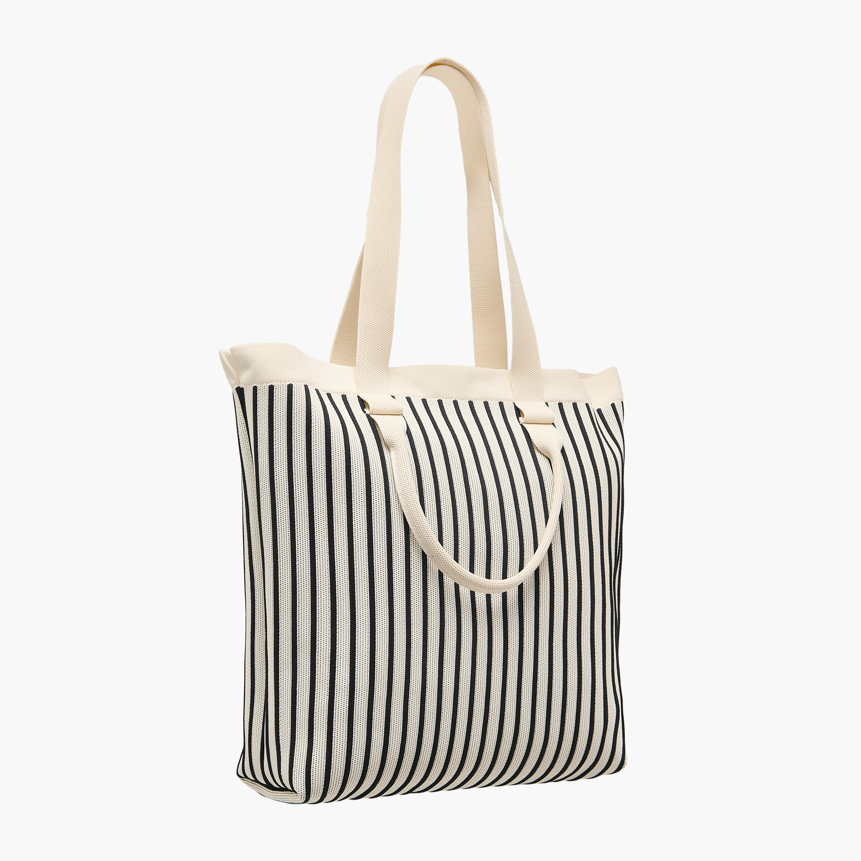 شنطة توت مخططة بمقبض مزدوج وسحاب إغلاق من ميستوتس-women-bagsandwallets-handbags-image-4