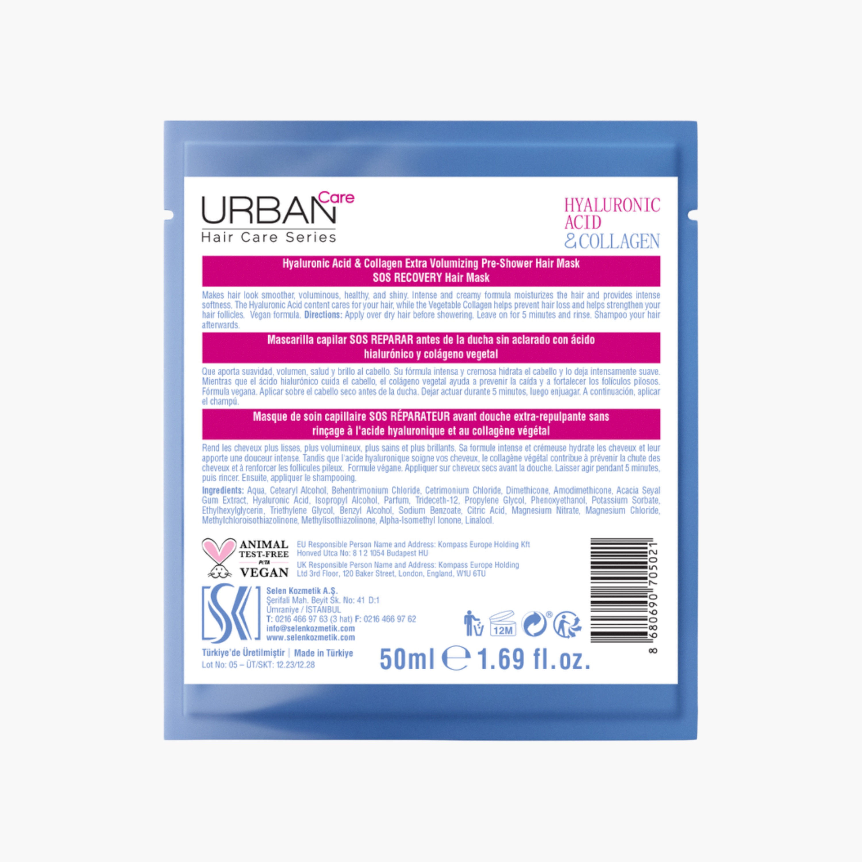 Urban Care Hyaluronic Acid and Collagen S.O.S Recovery Pre-Wash Hair Mask - 50 ml-beautyandpersonalcare-hair-haircare-hairmasksandcreams-image-2