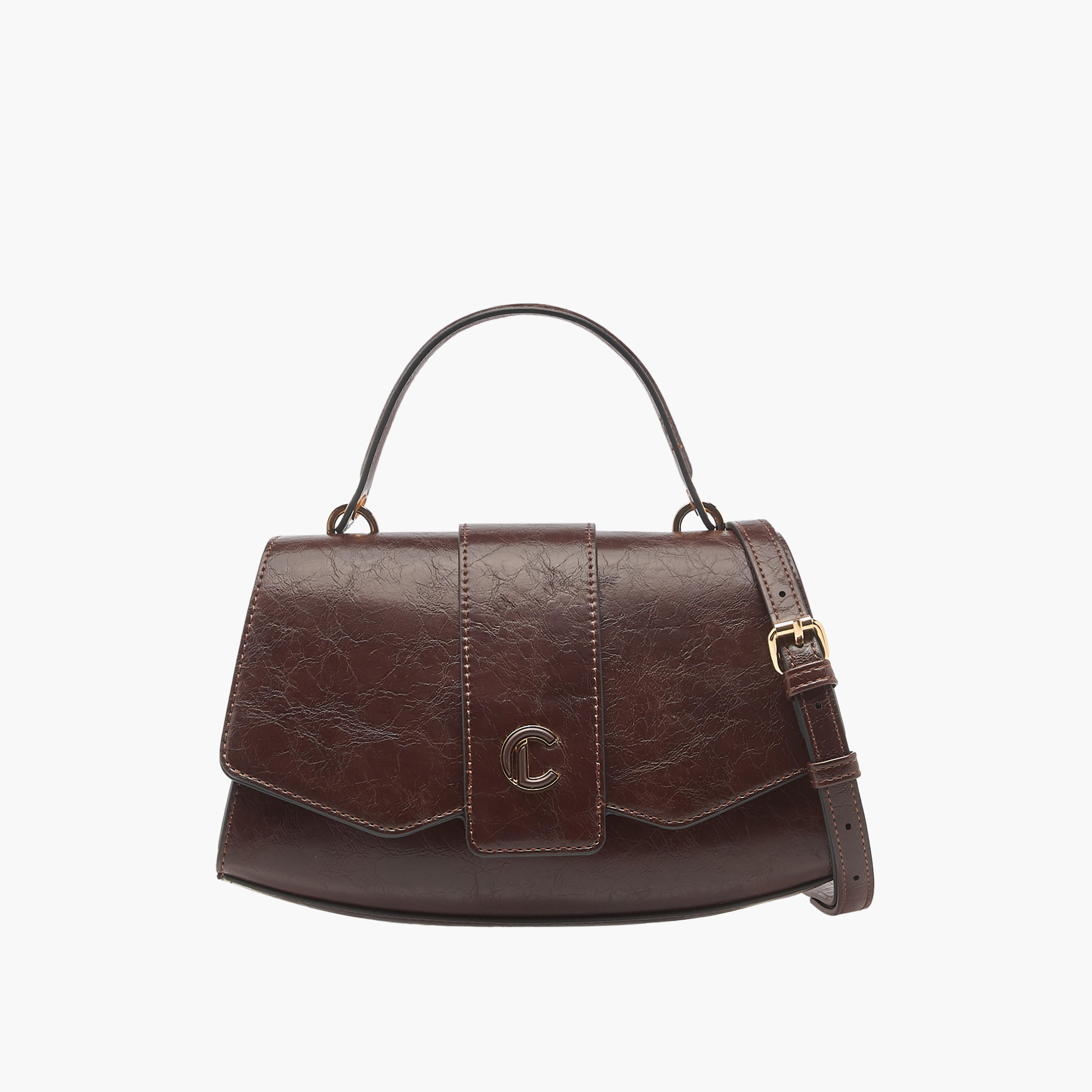 شنطة ساتشيل سادة بزر إغلاق وحزام قابل للفصل من لو كونفورت-women-bagsandwallets-handbags-image-1