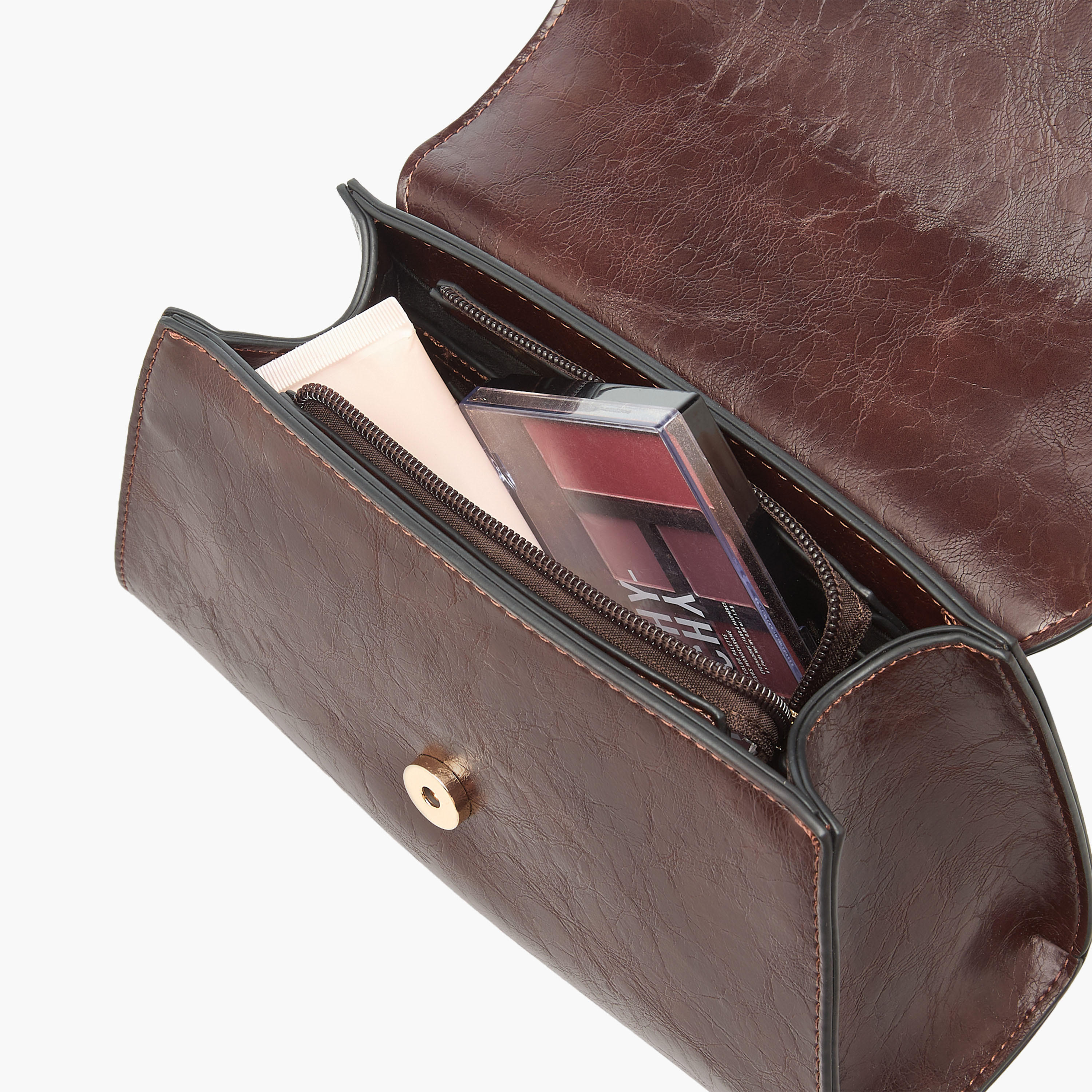 شنطة ساتشيل سادة بزر إغلاق وحزام قابل للفصل من لو كونفورت-women-bagsandwallets-handbags-image-9
