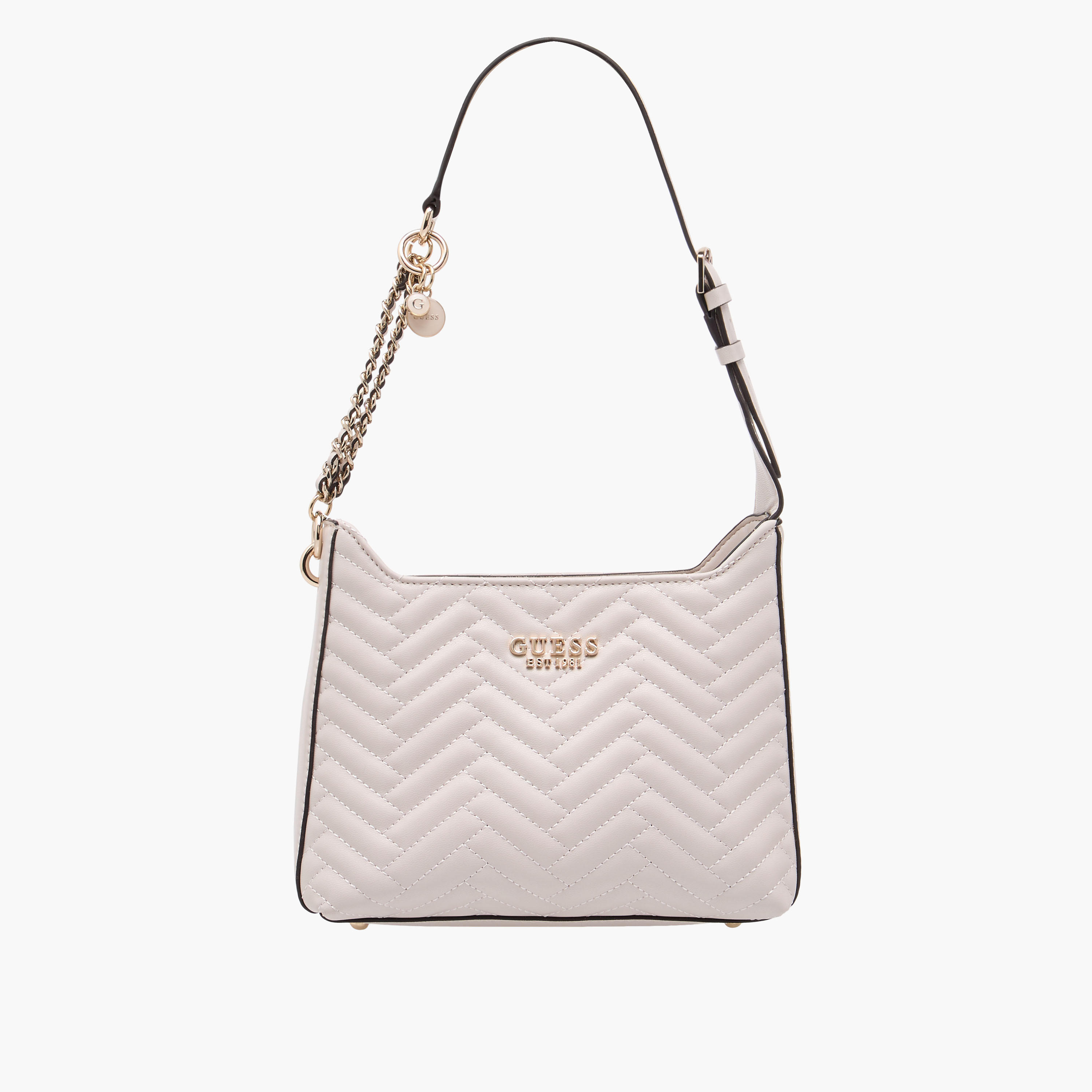 Guess Anning Quilted Shoulder Bag with Adjustable Strap and Zip Closure-women-bagsandwallets-handbags-image-1