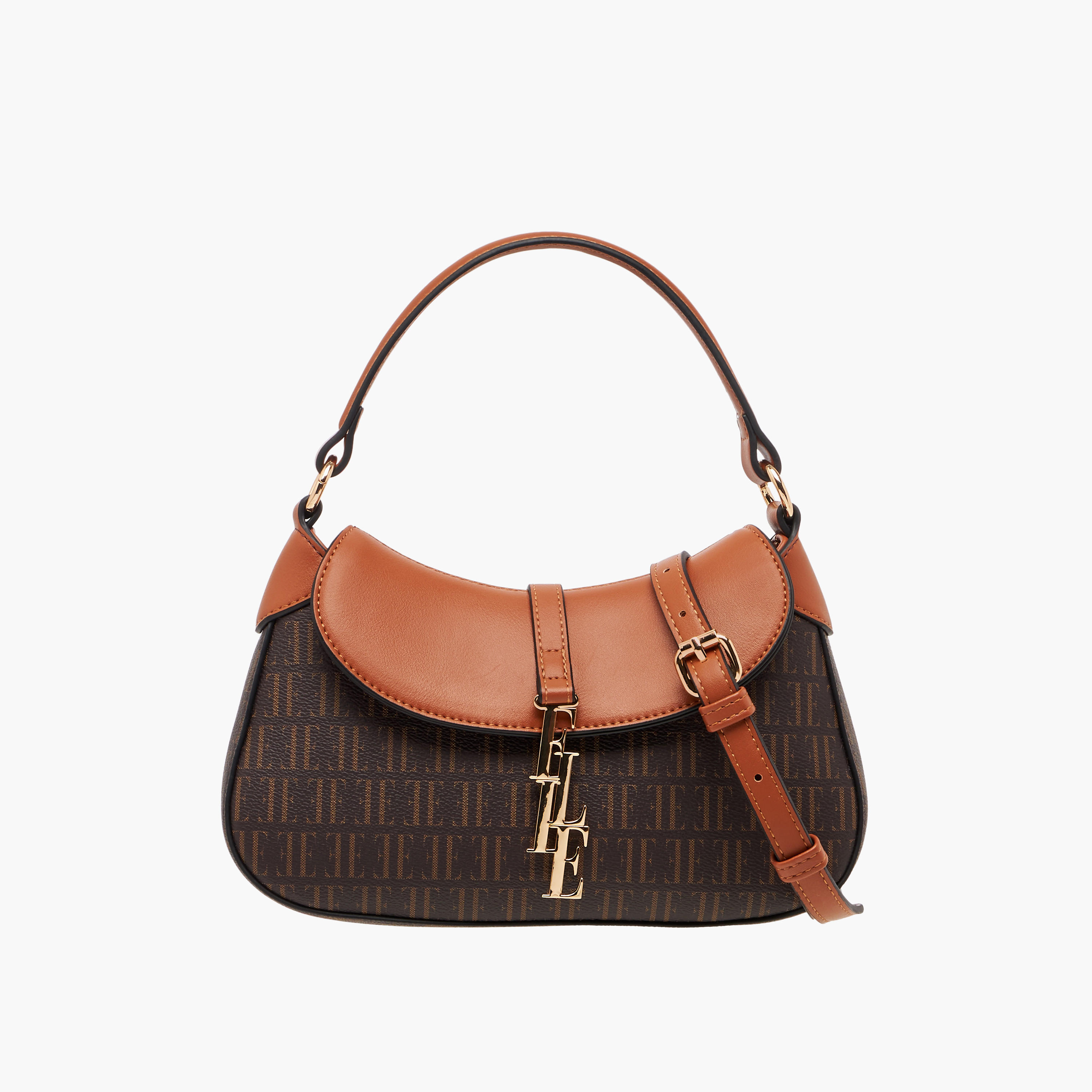 شنطة كروس بودي بحزام قابل للتعديل وزر إغلاق وطبعات مونوجرام من إيل-women-bagsandwallets-handbags-image-1