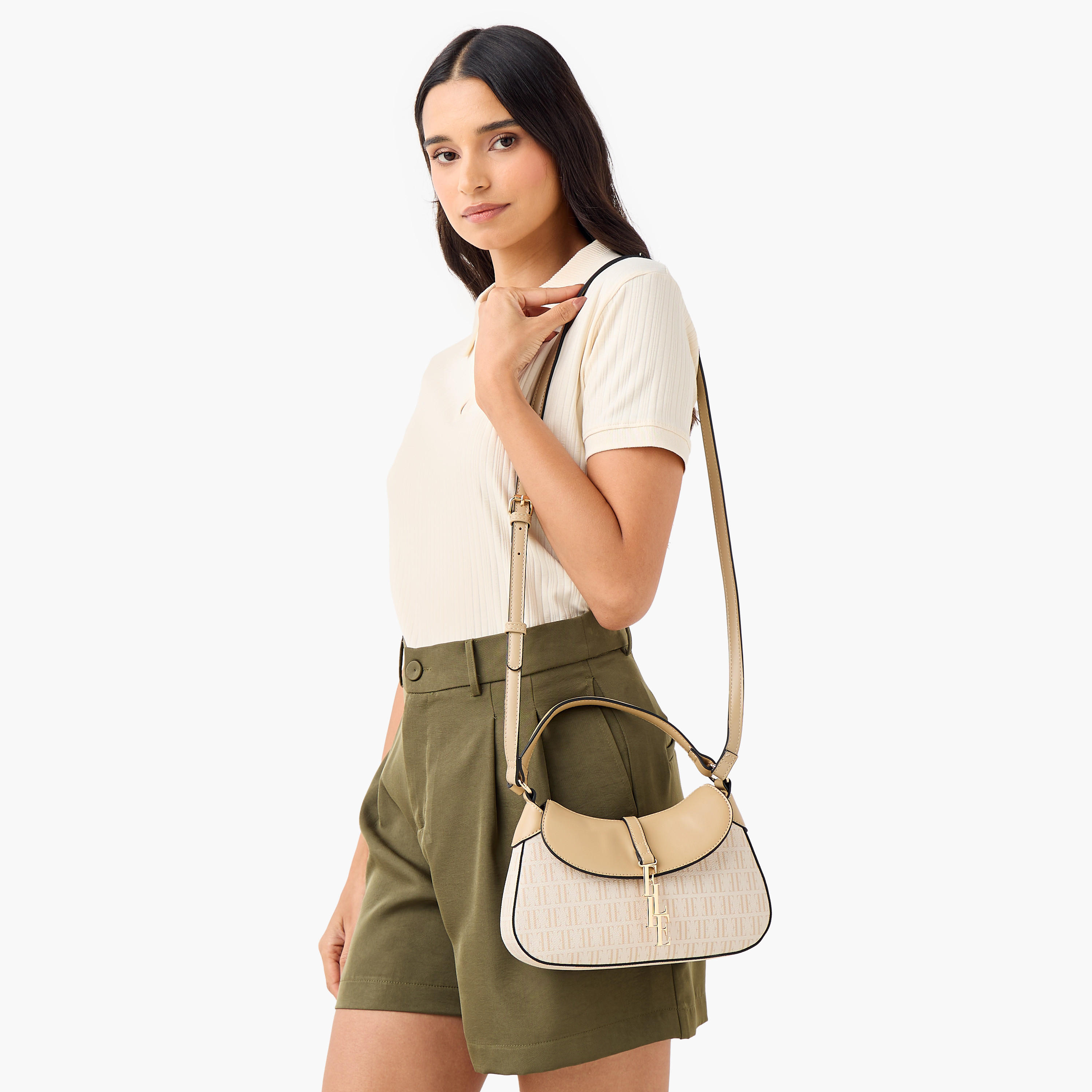 شنطة كروس بودي بحزام قابل للتعديل وزر إغلاق وطبعات مونوجرام من إيل-women-bagsandwallets-handbags-image-2