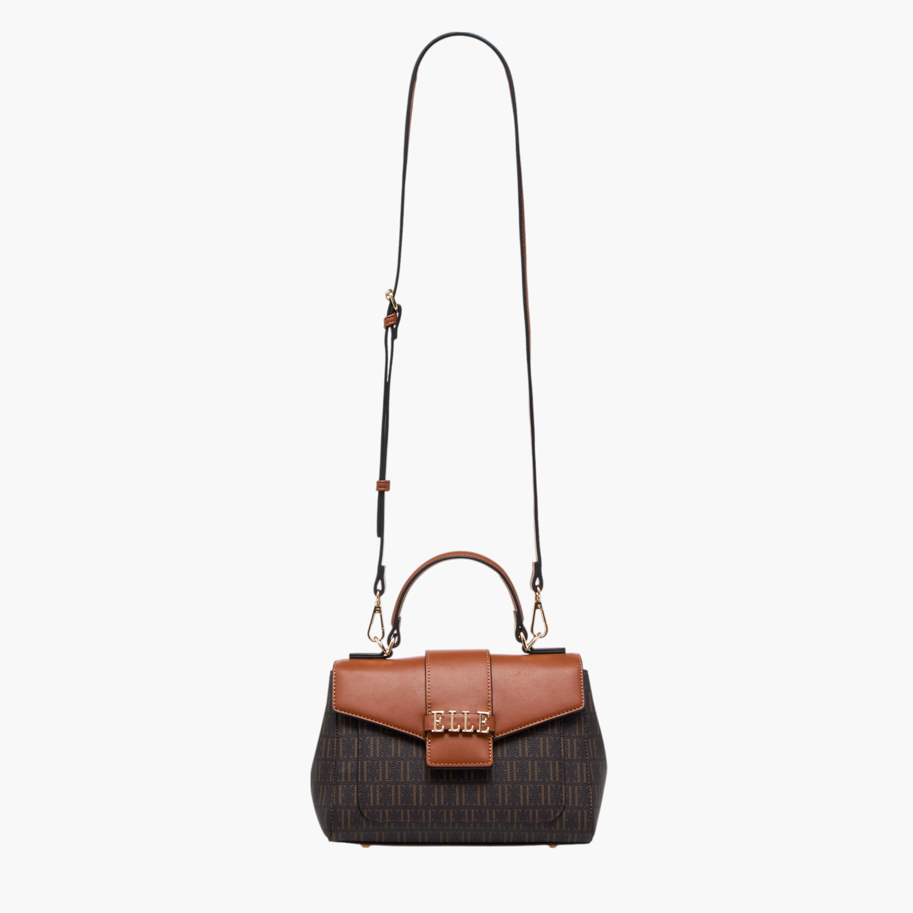 Elle Monogram Print Satchel Bag with Top Handle-women-bagsandwallets-handbags-image-3