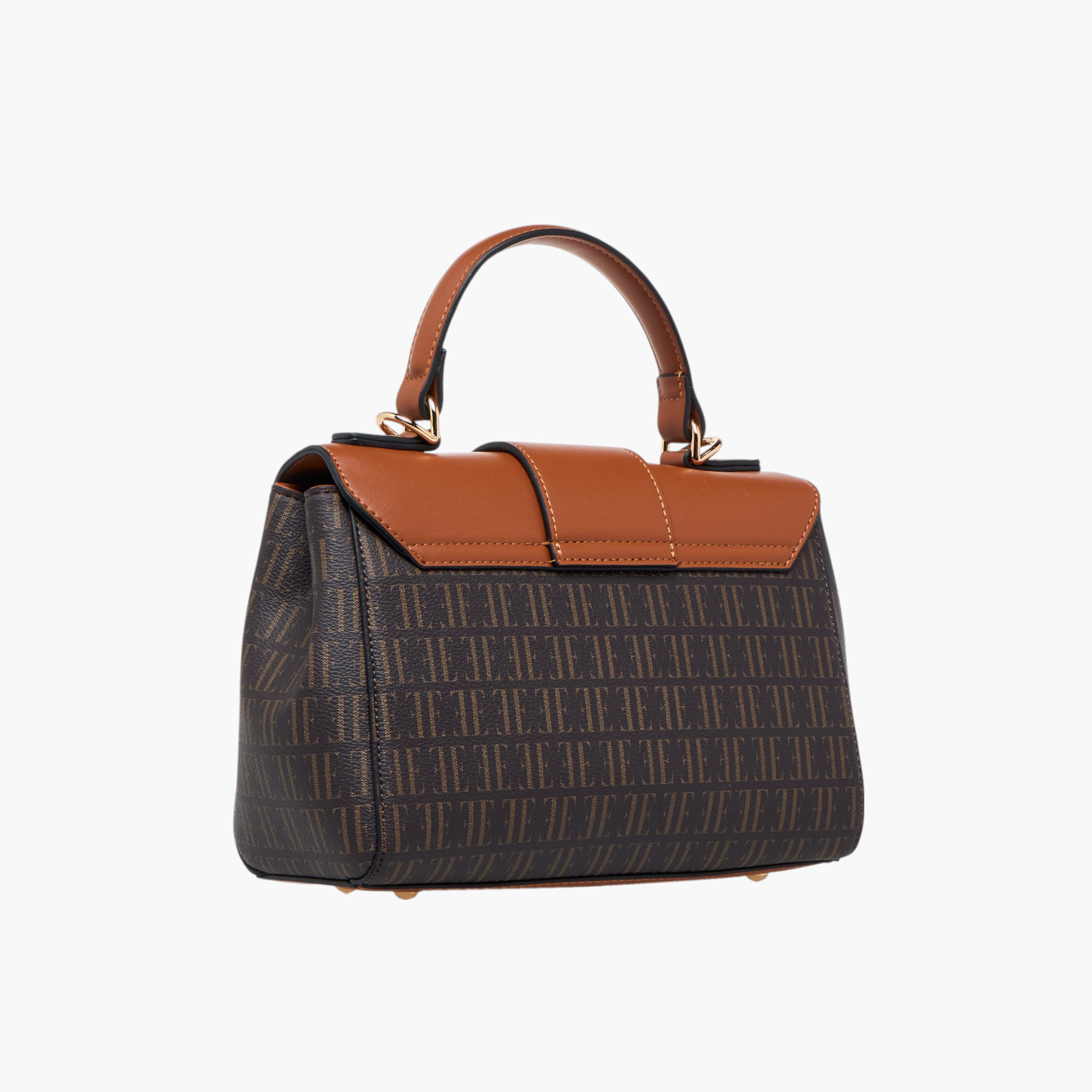 Elle Monogram Print Satchel Bag with Top Handle-women-bagsandwallets-handbags-image-4