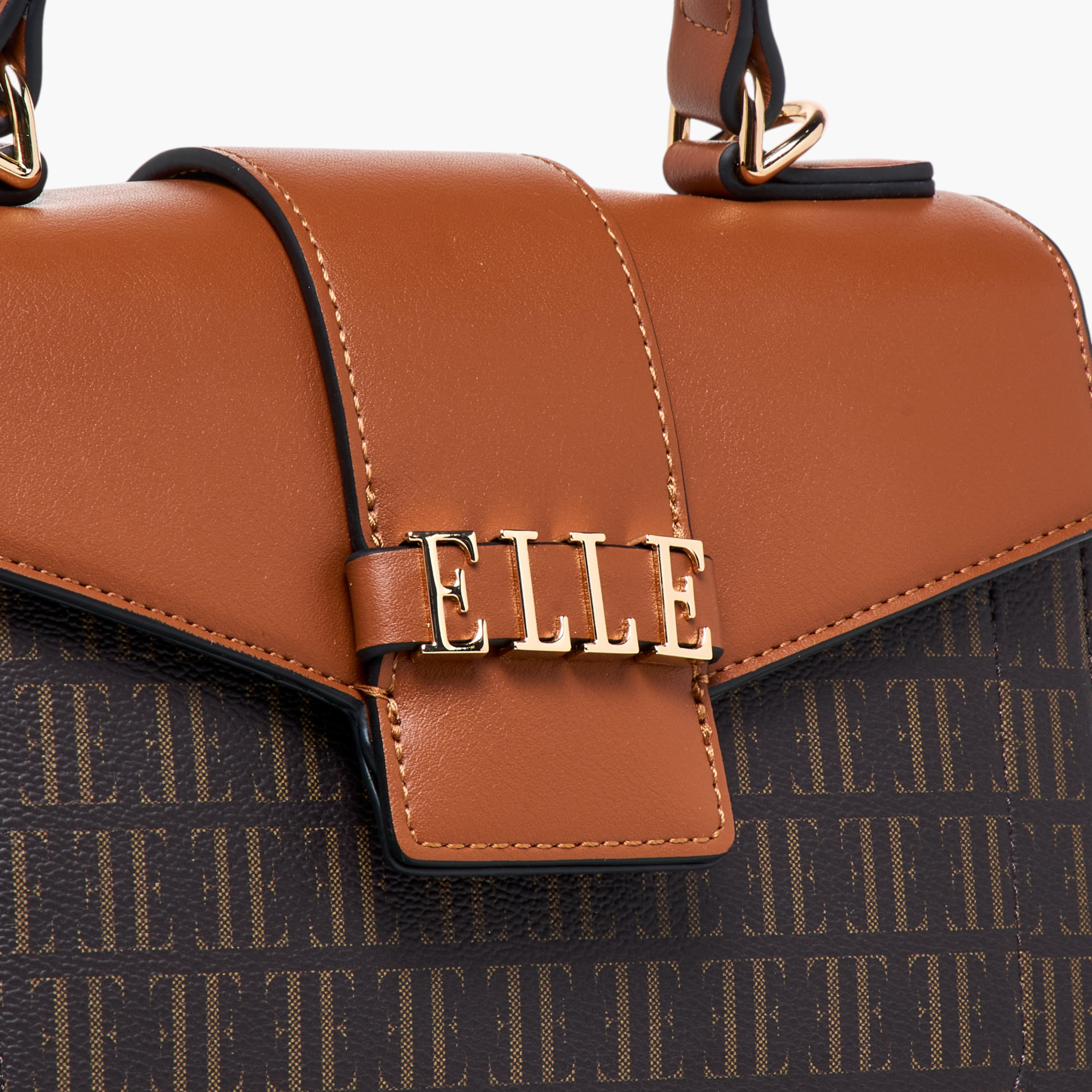 Elle Monogram Print Satchel Bag with Top Handle-women-bagsandwallets-handbags-image-5