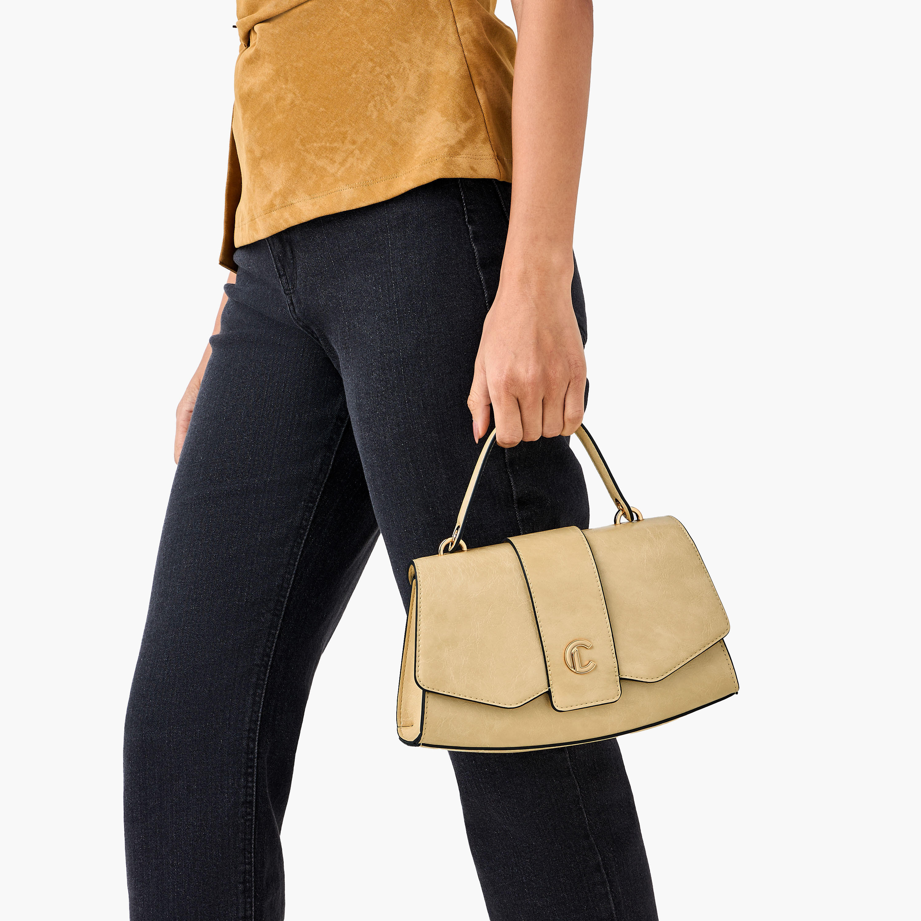شنطة ساتشيل سادة بزر إغلاق وحزام قابل للفصل من لو كونفورت-women-bagsandwallets-handbags-image-9