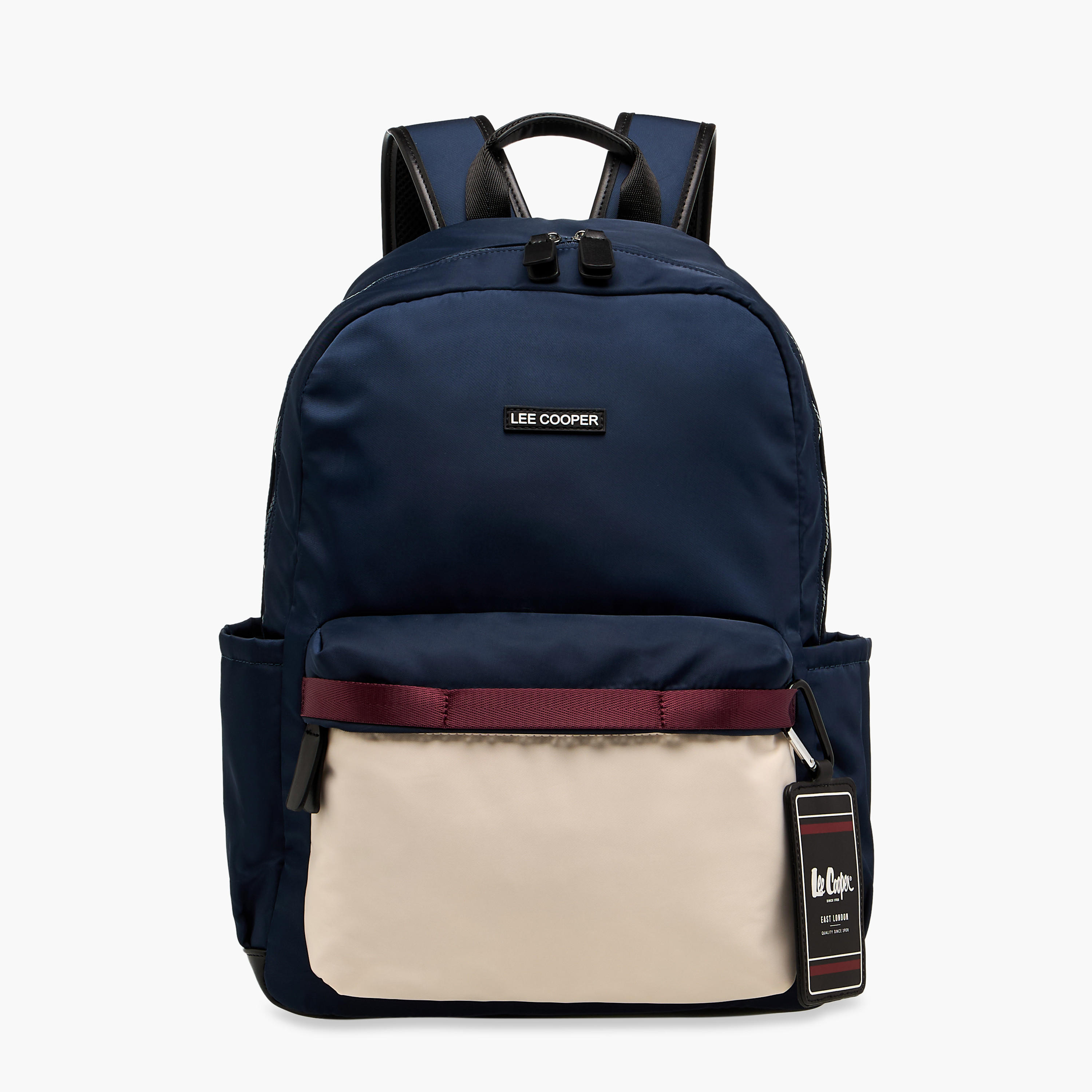 Lee Cooper Colourblock Backpack with Adjustable Shoulder Straps and Zip Closure - 13x30x41 cm-men-bags-image-1