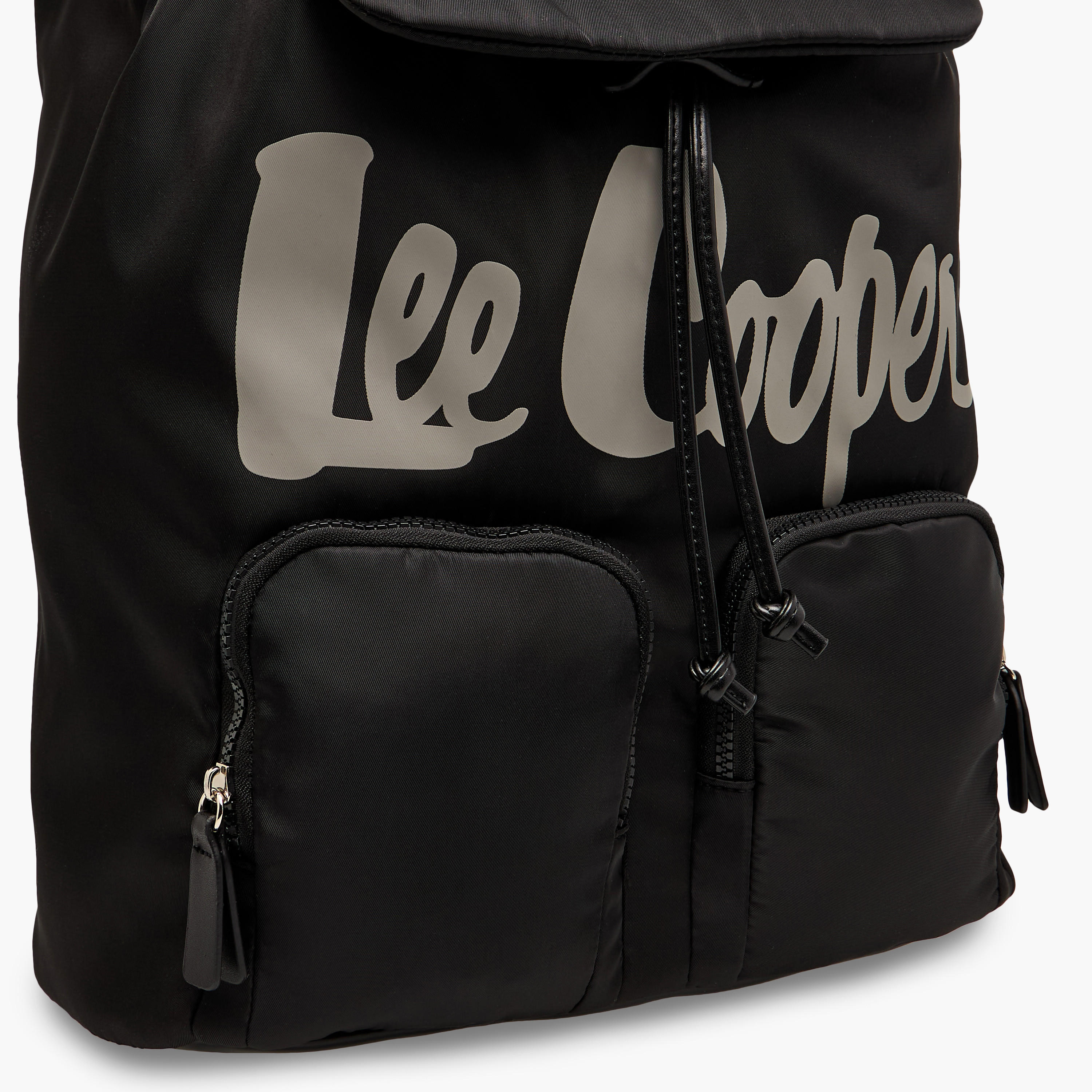 Lee Cooper Logo Print Backpack with Adjustable Straps and Drawstring Closure - 15x30x43 cm-men-bags-image-4
