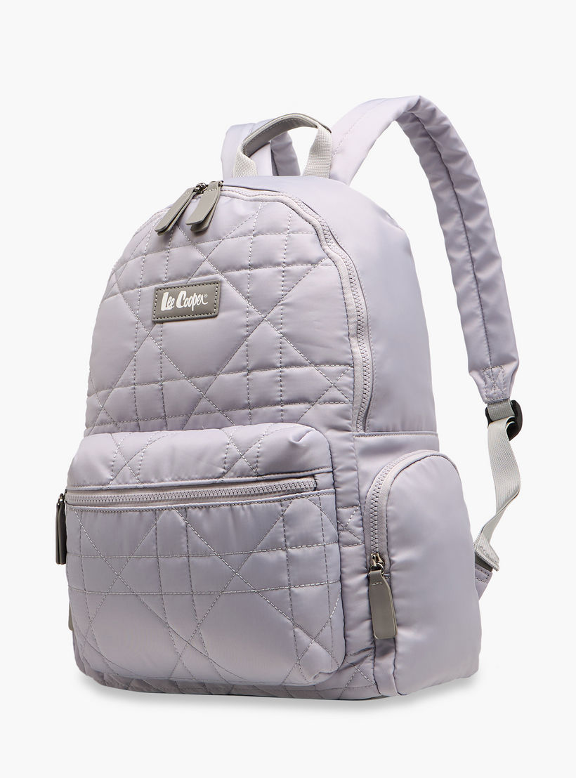 Lee Cooper Quilted Backpack with Adjustable Shoulder Straps and Zip Closure - 16x32x41 cm-men-bags-image-2
