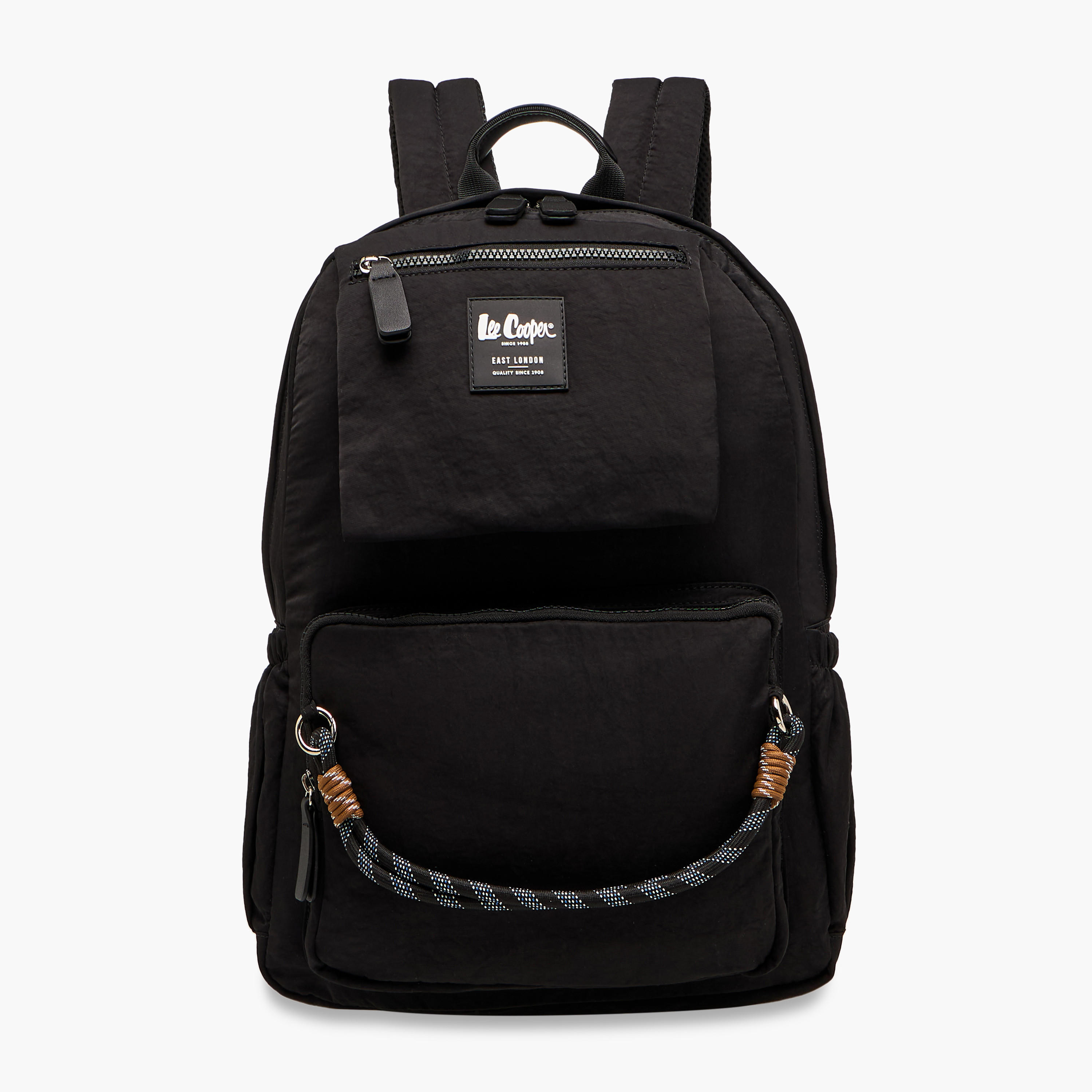 Lee Cooper Rope Accent Backpack with Adjustable Shoulder Straps and Zip Closure - 13x30x40 cm-men-bags-image-1