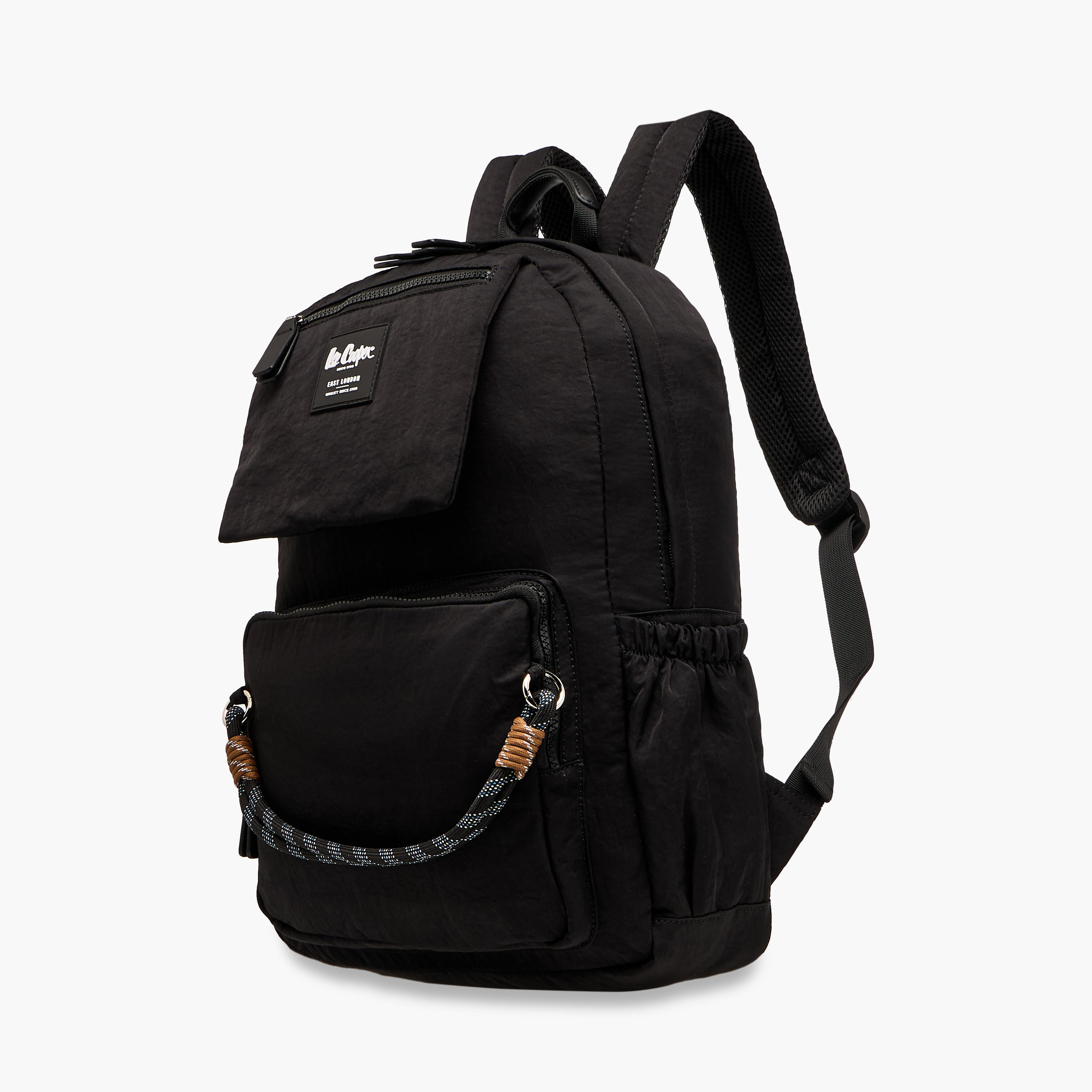 Lee Cooper Rope Accent Backpack with Adjustable Shoulder Straps and Zip Closure - 13x30x40 cm-men-bags-image-2