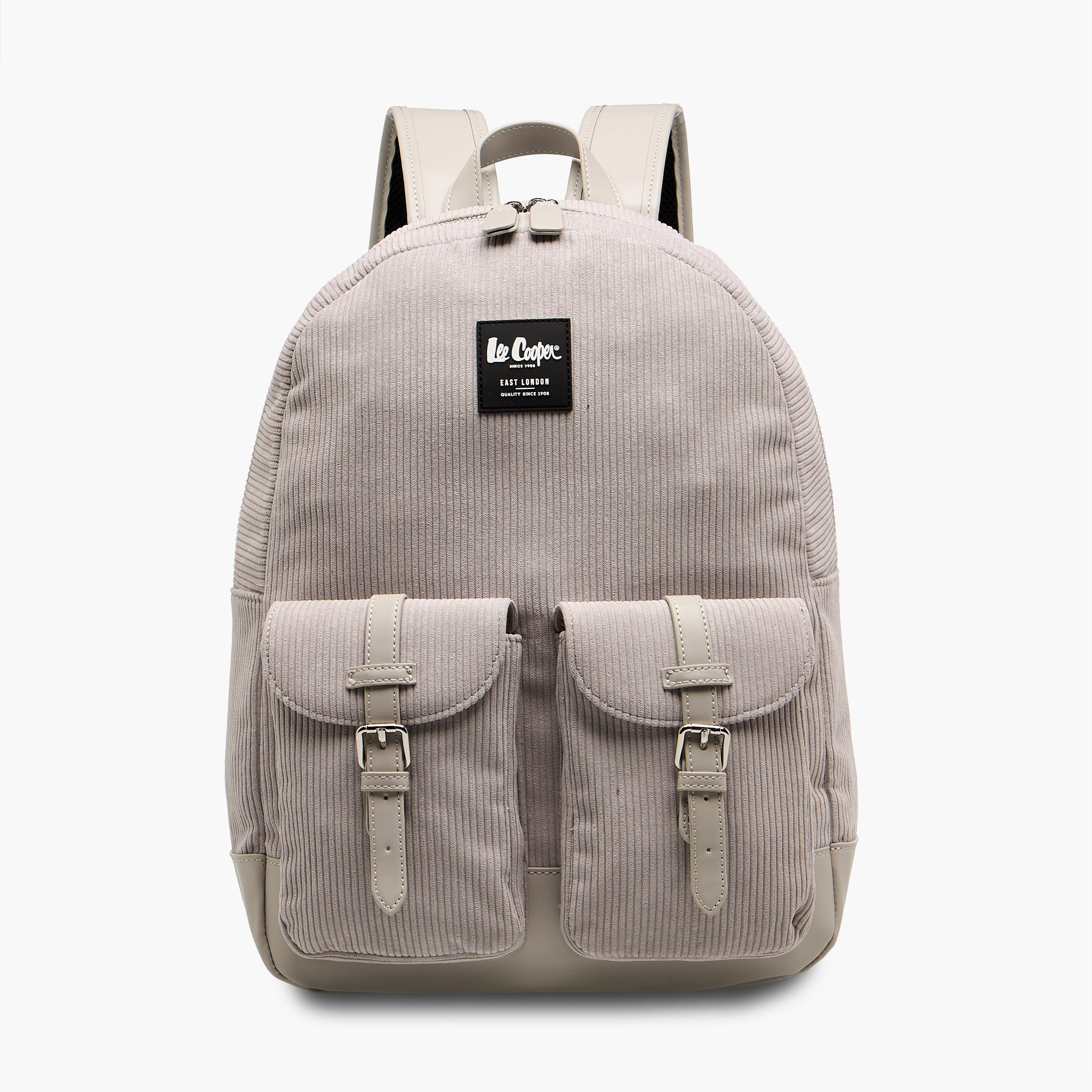 Lee Cooper Corduroy Backpack with Adjustable Shoulder Straps and Zip Closure - 15x33x40 cm-men-bags-image-1