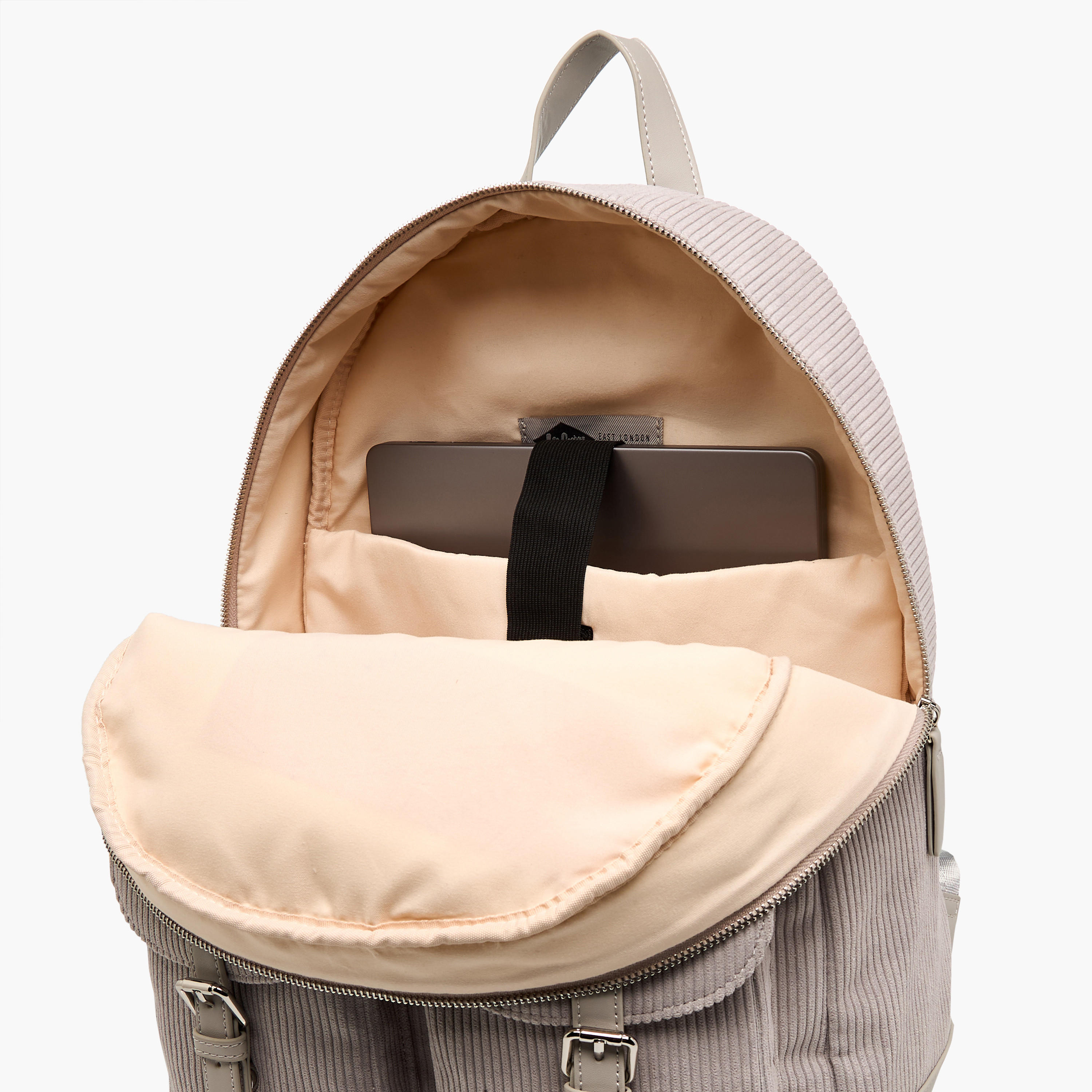 Lee Cooper Corduroy Backpack with Adjustable Shoulder Straps and Zip Closure - 15x33x40 cm-men-bags-image-7