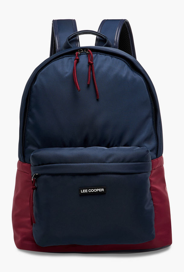 Lee Cooper Colourblock Backpack with Adjustable Shoulder Straps and Zip Closure - 15x30x40 cm-women-bagsandwallets-backpacks-image-1