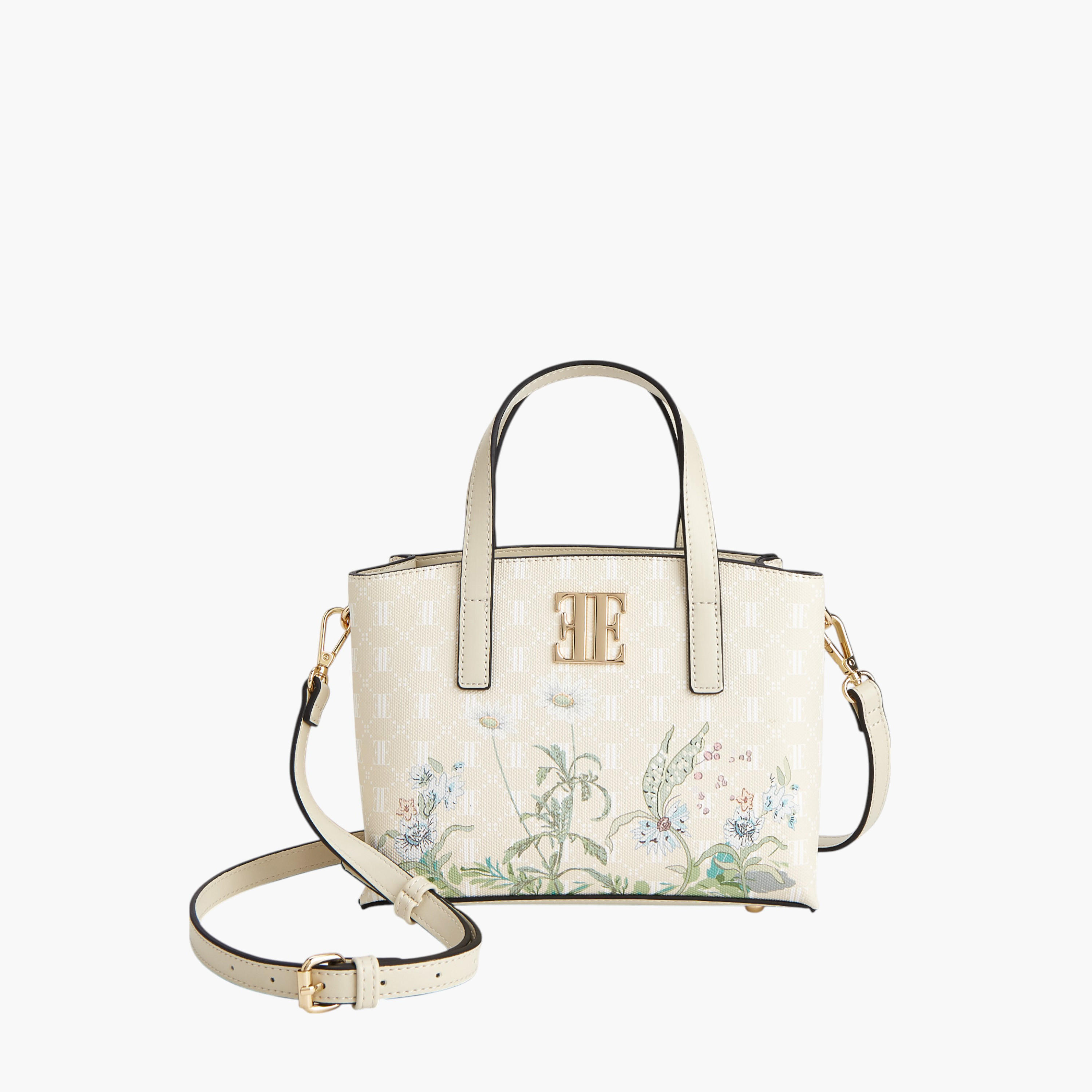 شنطة توتي بطبعات زهرية ومقابض مزدوجة وسحاب إغلاق من إيل-women-bagsandwallets-handbags-image-1