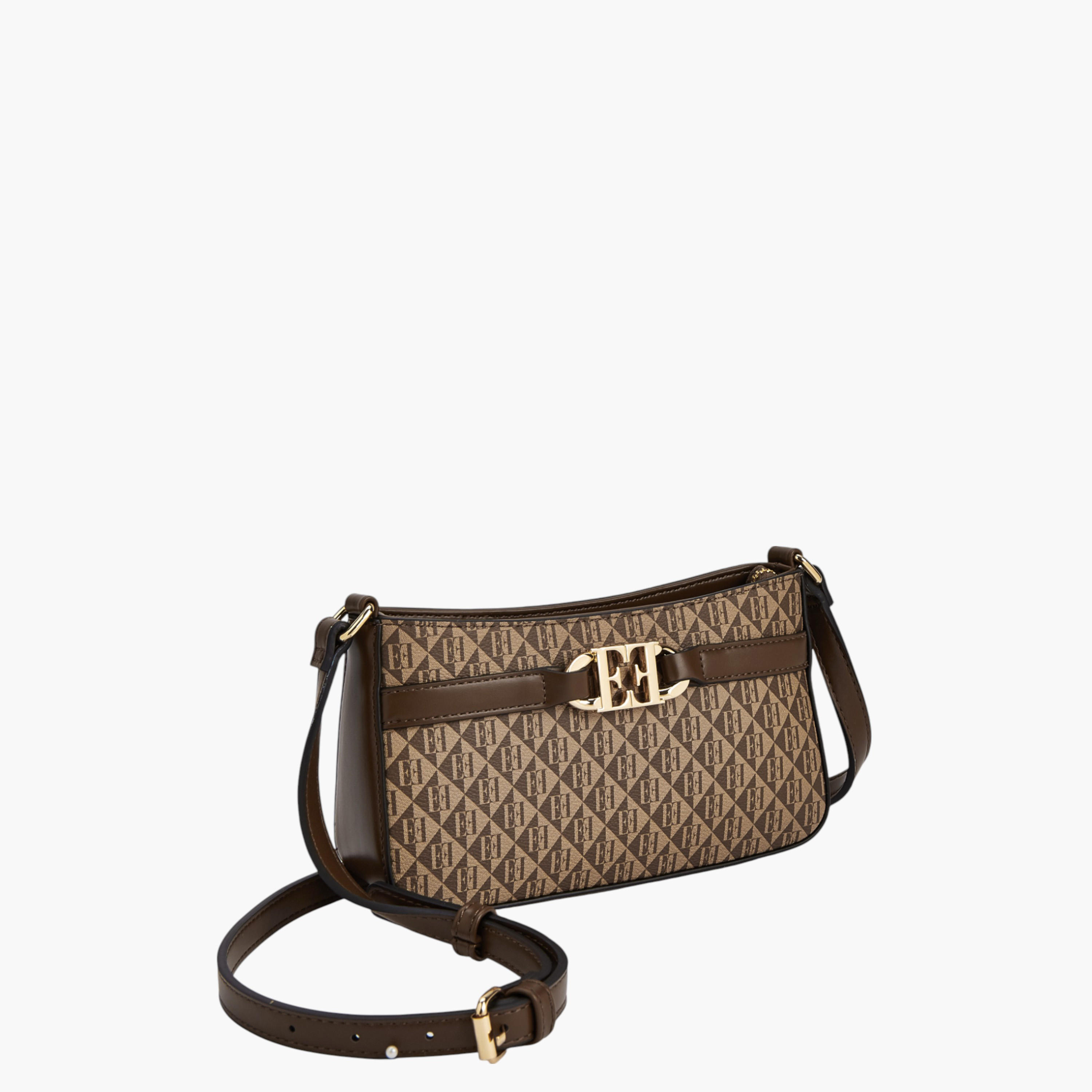 Elle Monogram Print Crossbody Bag with Adjustable Strap and Zip Closure-women-bagsandwallets-handbags-image-3