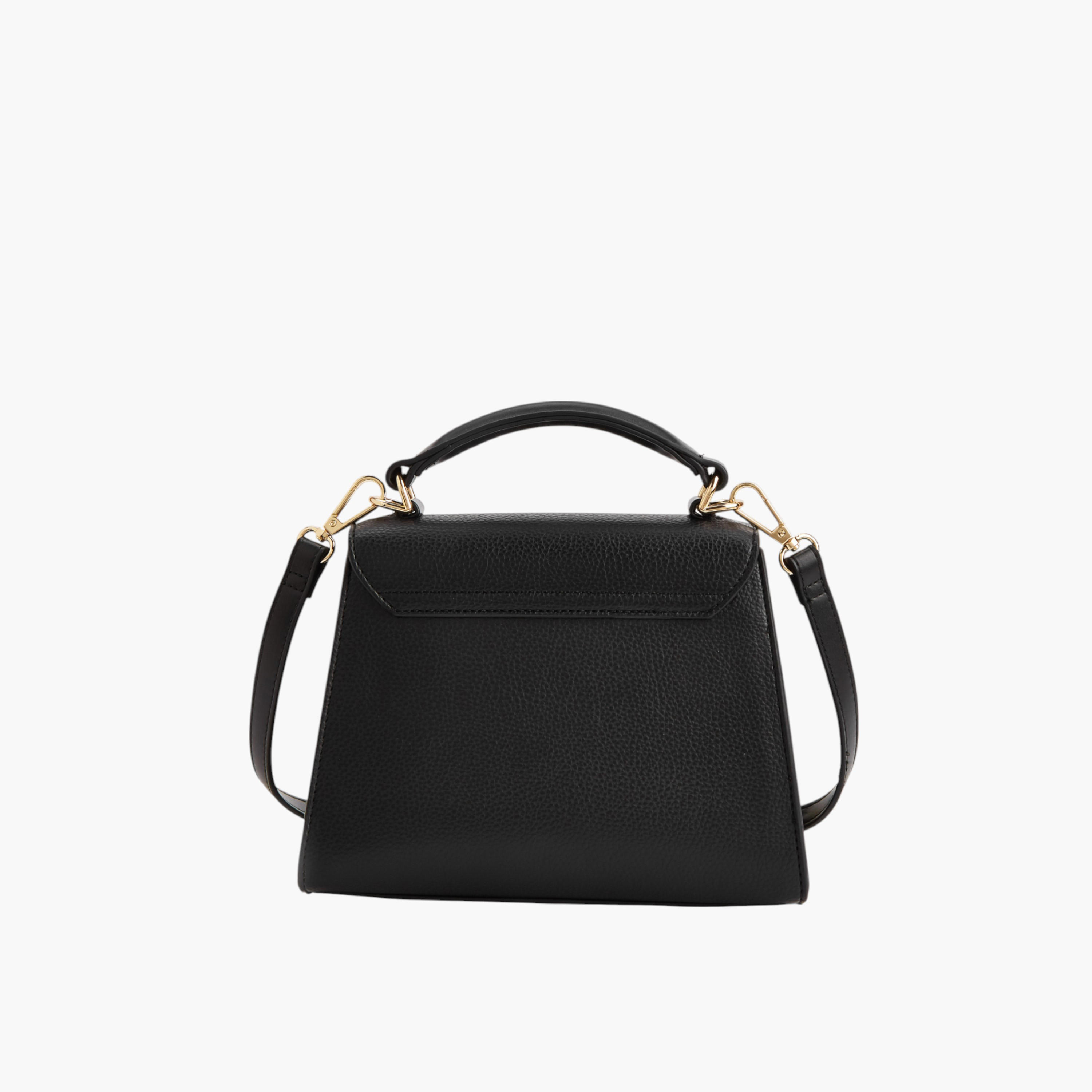 Celeste Textured Satchel Bag with Buckle Accent and Magnetic Button Closure-women-bagsandwallets-handbags-image-3