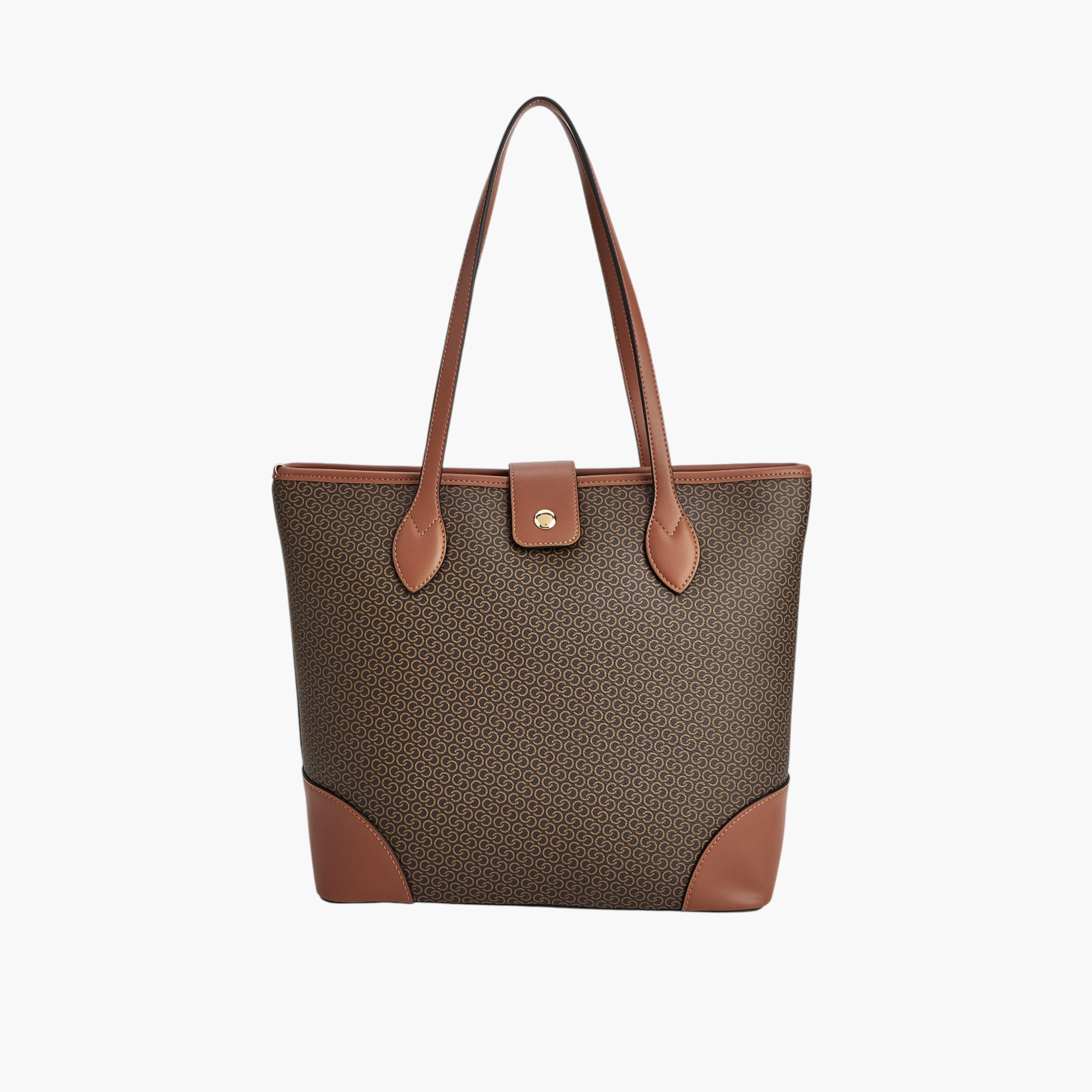 Celeste Monogram Print Tote Bag with Double Handle and Zip Closure-women-bagsandwallets-handbags-image-2