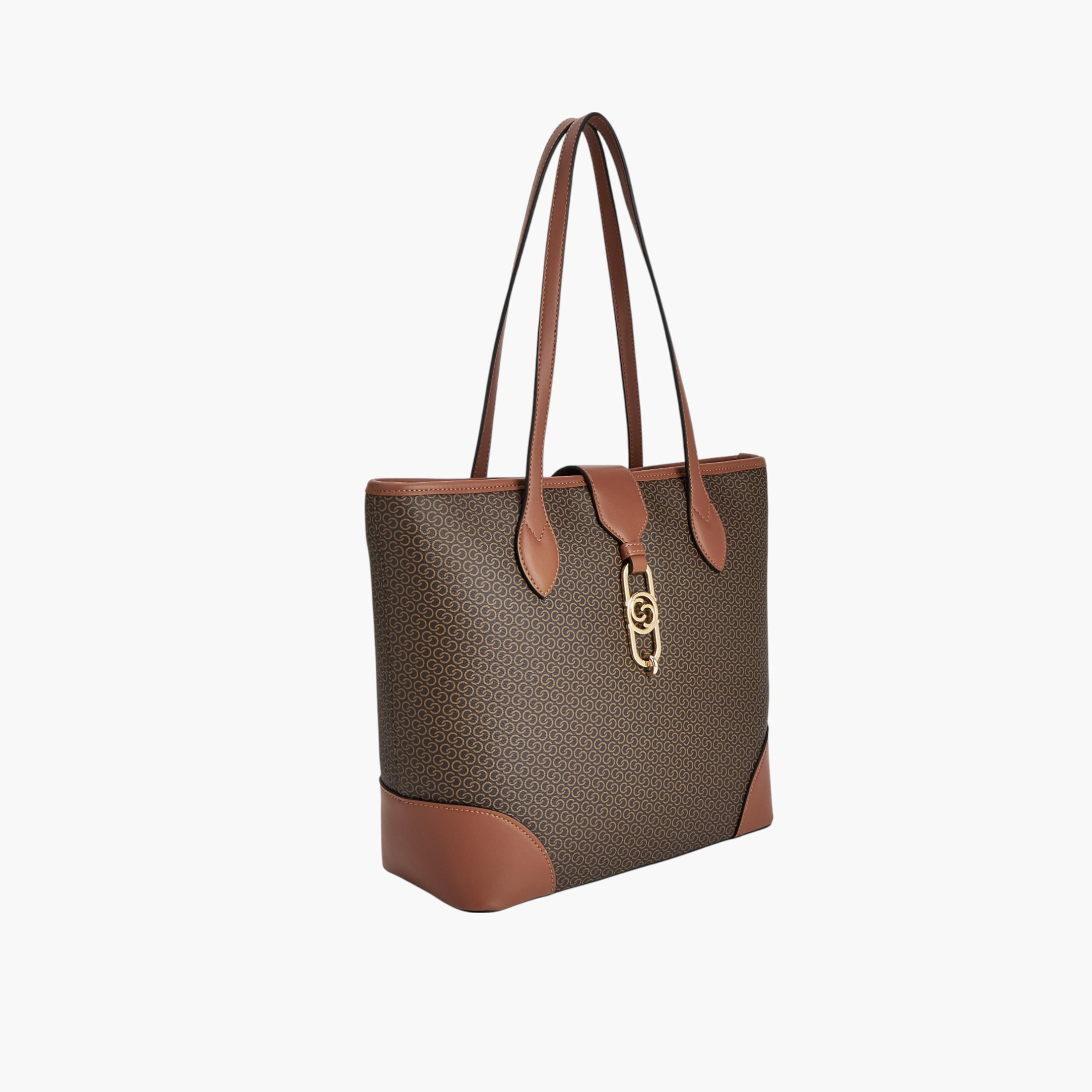 Celeste Monogram Print Tote Bag with Double Handle and Zip Closure-women-bagsandwallets-handbags-image-3