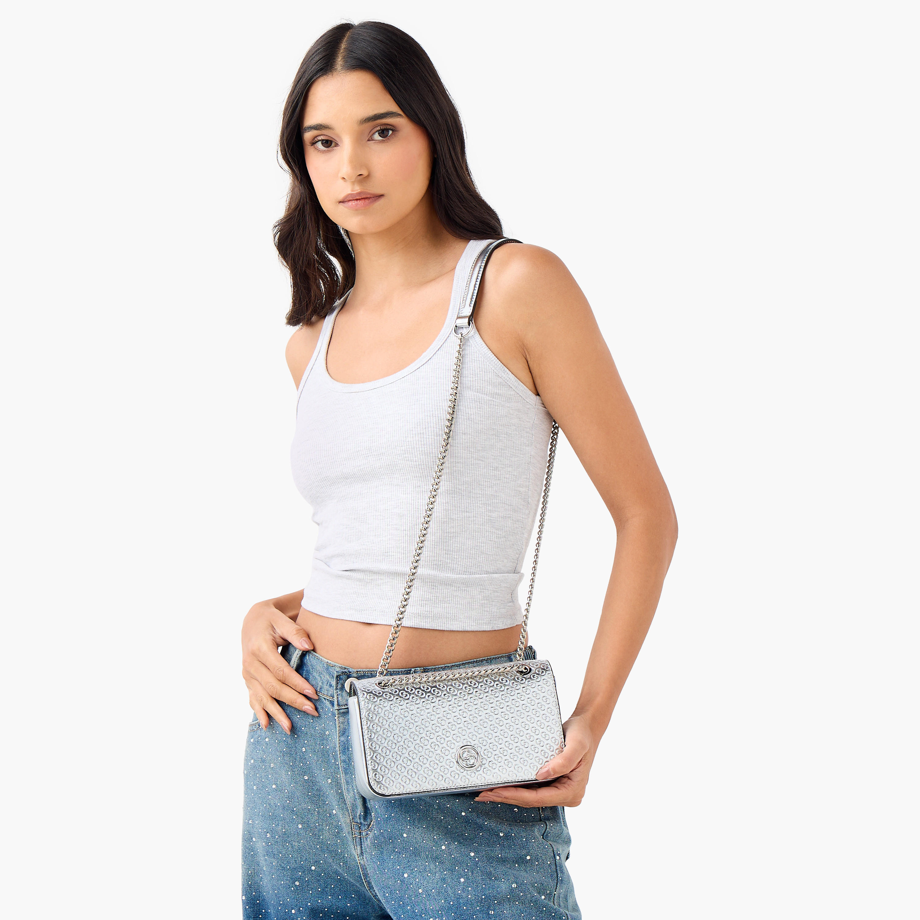 Celeste Monogram Embossed Crossbody Bag with Chain Strap-women-bagsandwallets-handbags-image-2