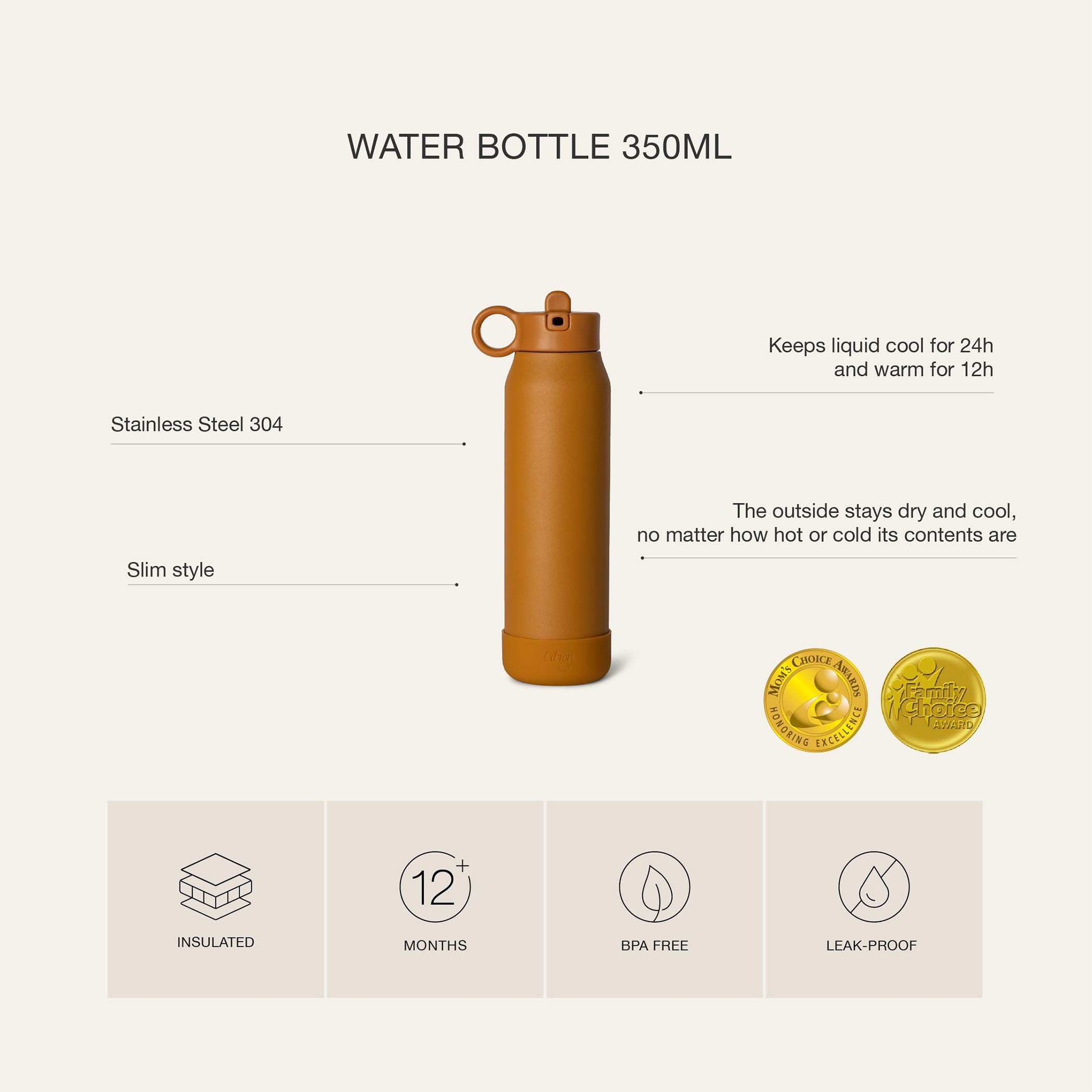 قارورة مياه عازلة سادة بجدار ثلاثي وطبعات من سيترون - 350 مل-school-waterbottles-image-6