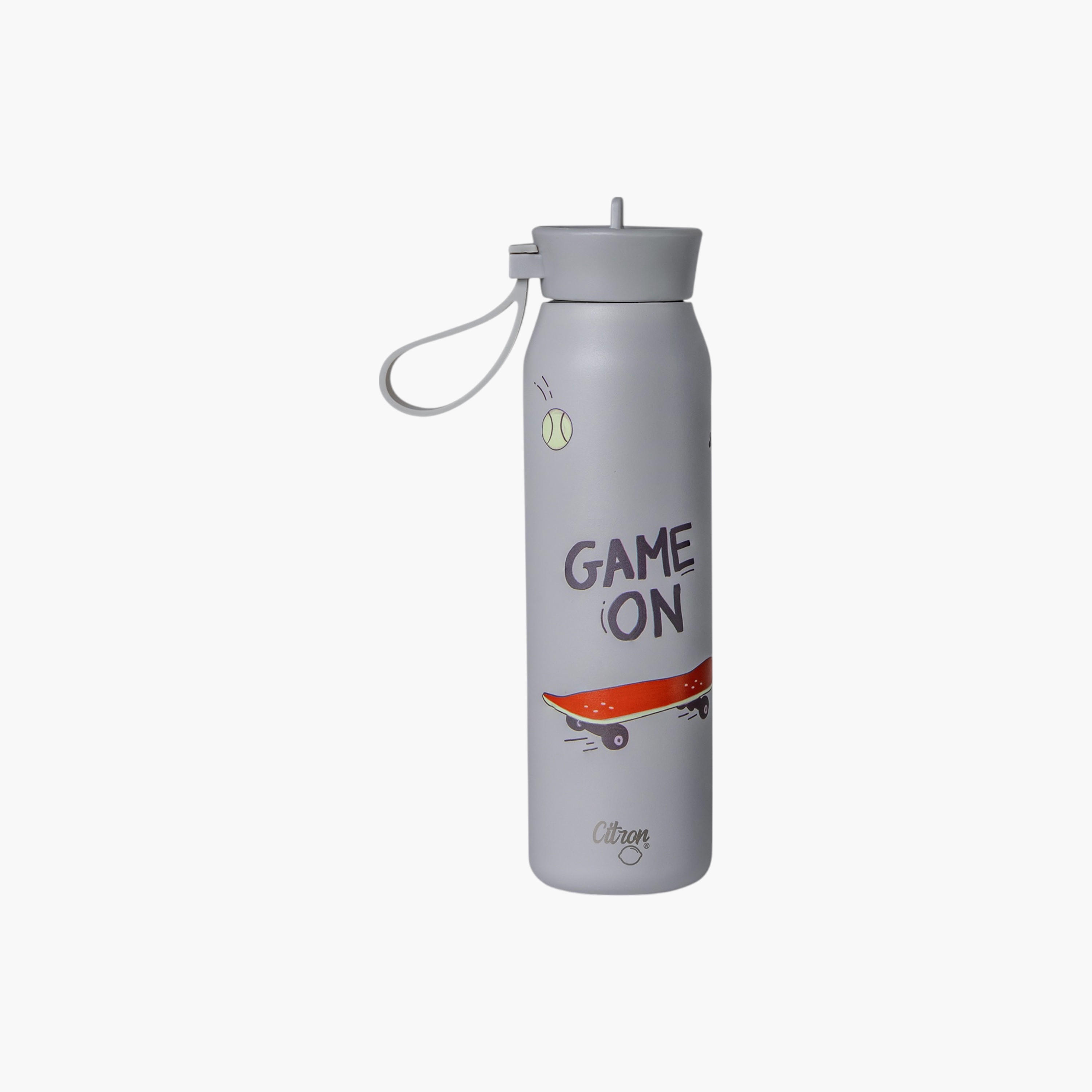 Citron Skateboard Print Double Wall Insulated Water Bottle - 350 ml-school-waterbottles-image-1
