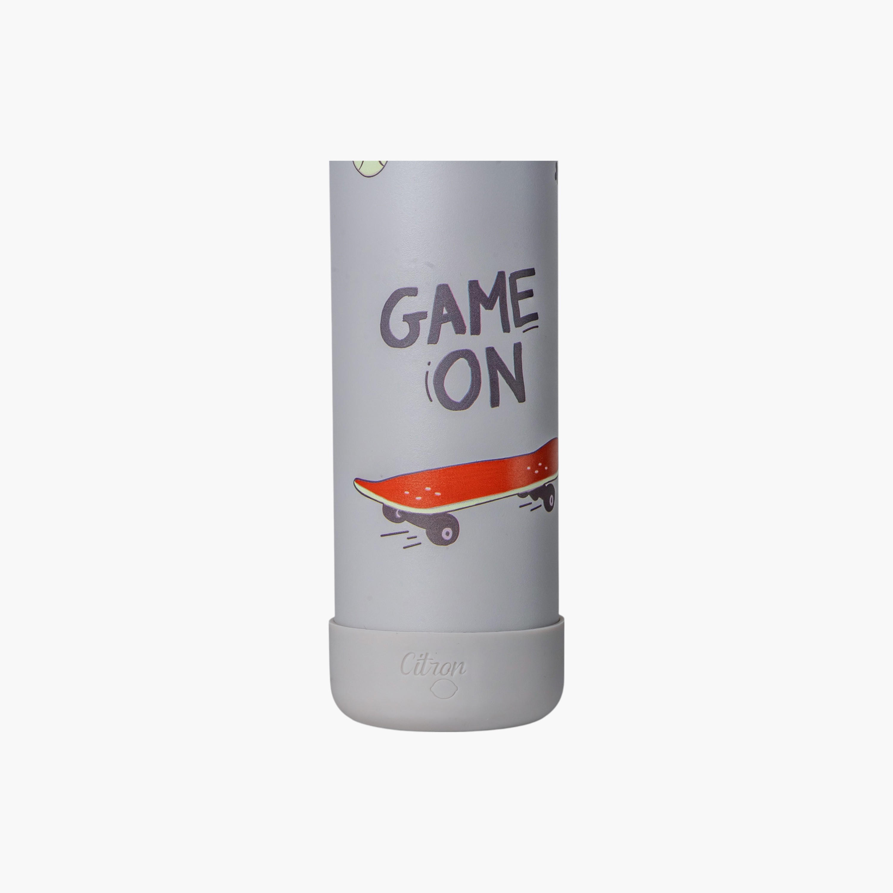 Citron Skateboard Print Double Wall Insulated Water Bottle - 350 ml-school-waterbottles-image-4