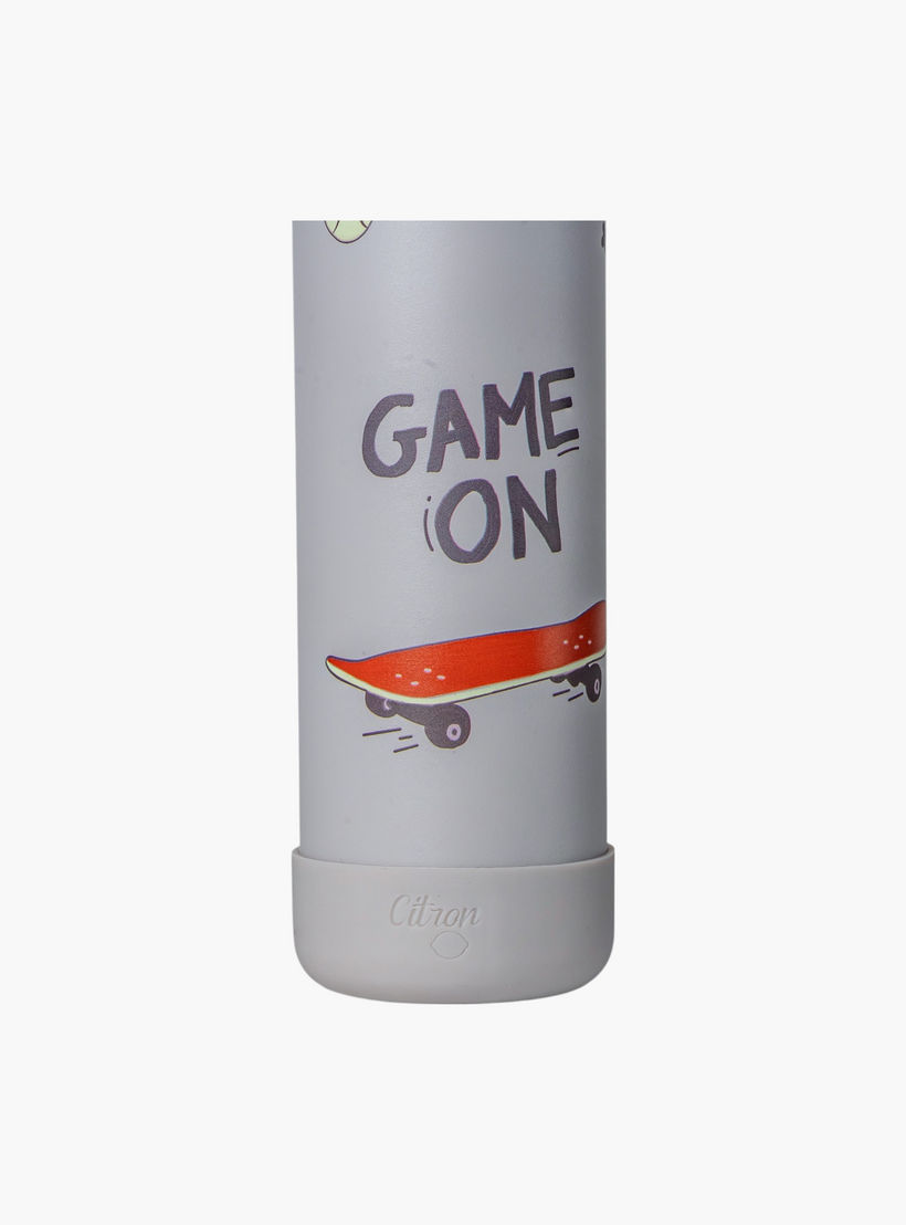 Citron Skateboard Print Double Wall Insulated Water Bottle - 350 ml-school-waterbottles-image-4