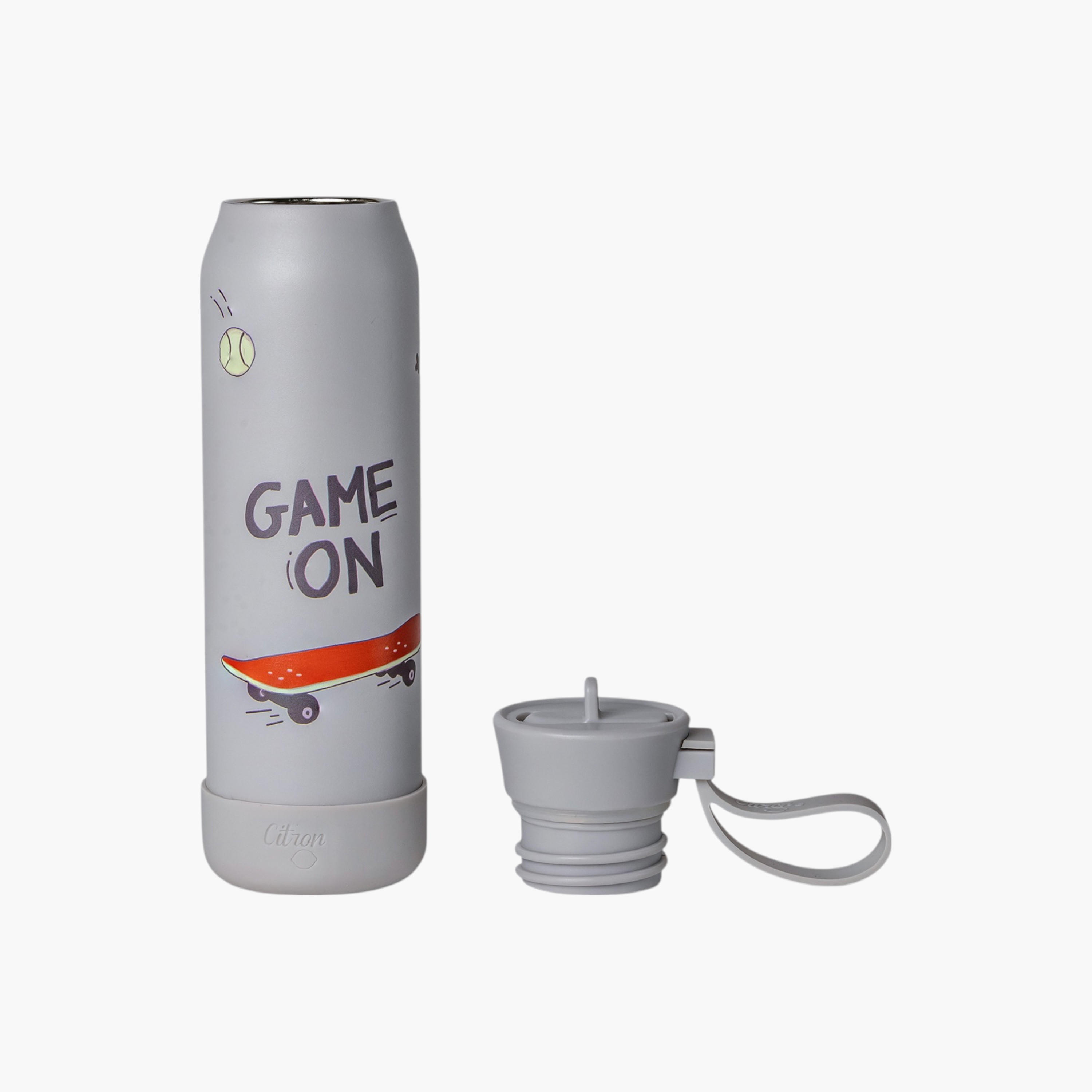 Citron Skateboard Print Double Wall Insulated Water Bottle - 350 ml-school-waterbottles-image-5