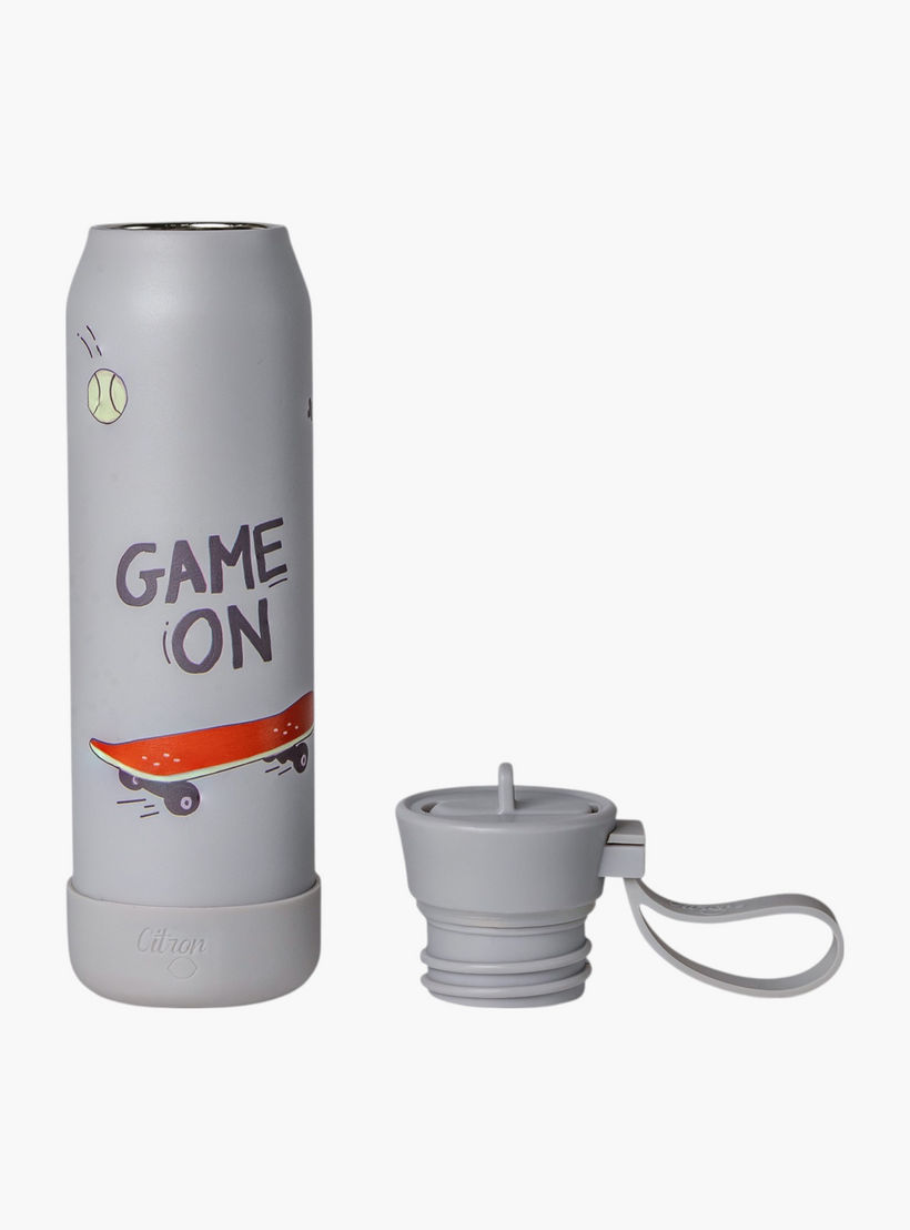 Citron Skateboard Print Double Wall Insulated Water Bottle - 350 ml-school-waterbottles-image-5