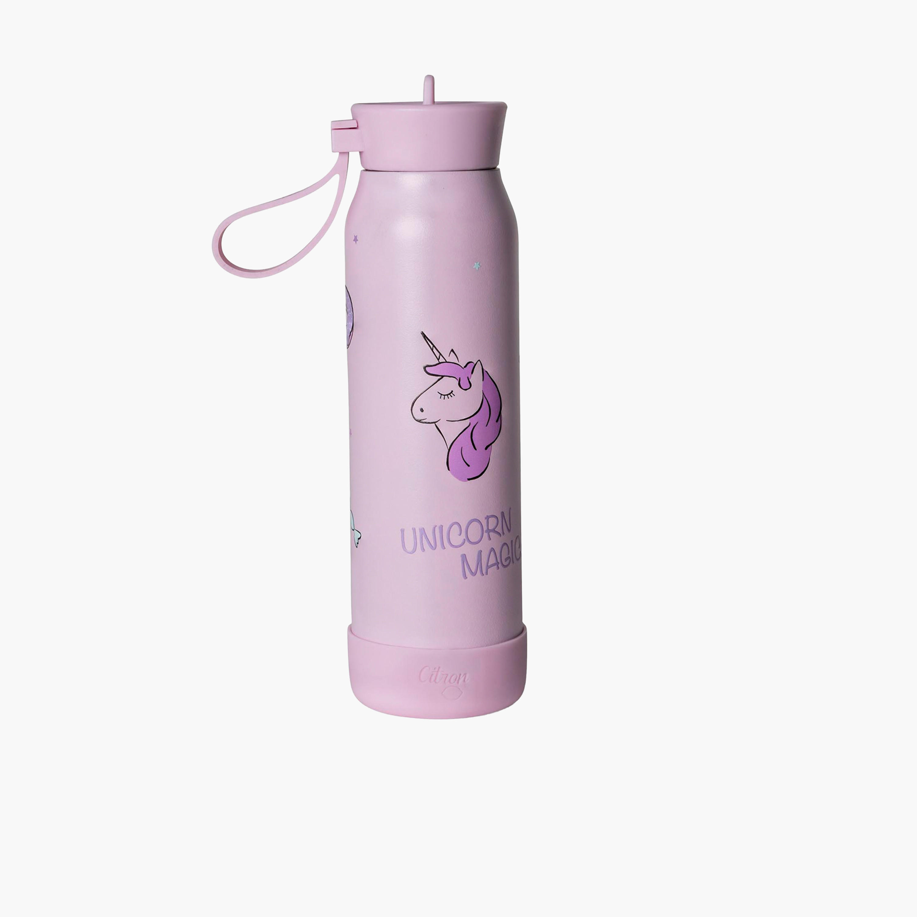 Citron Unicorn Print Triple Wall Insulated Water Bottle - 350 ml-school-waterbottles-image-1