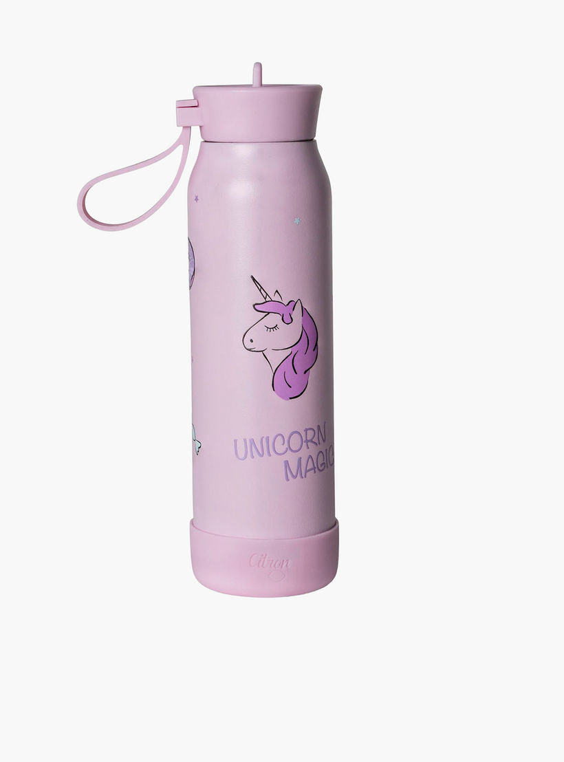 Citron Unicorn Print Triple Wall Insulated Water Bottle - 350 ml-school-waterbottles-image-1