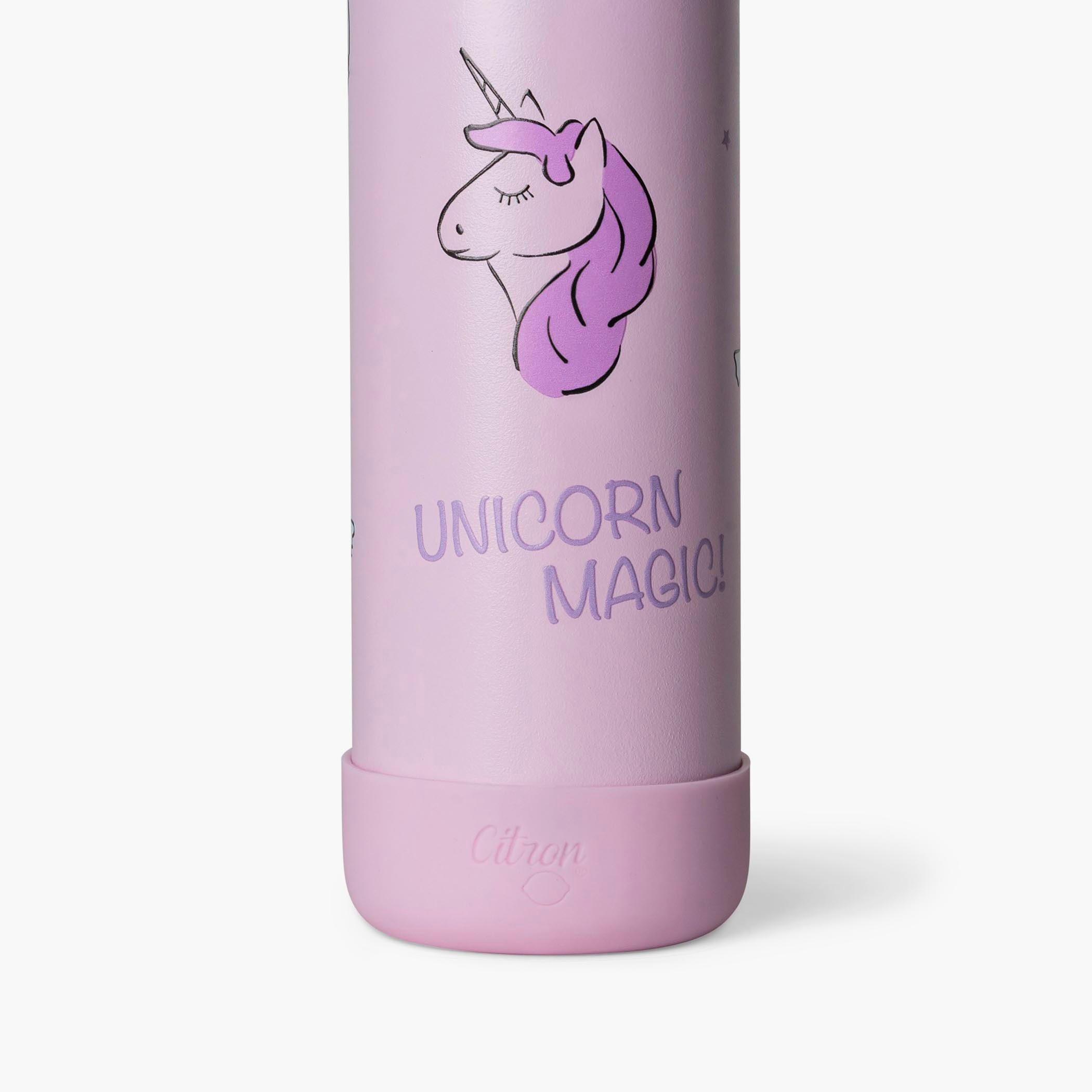 Citron Unicorn Print Triple Wall Insulated Water Bottle - 350 ml-school-waterbottles-image-4