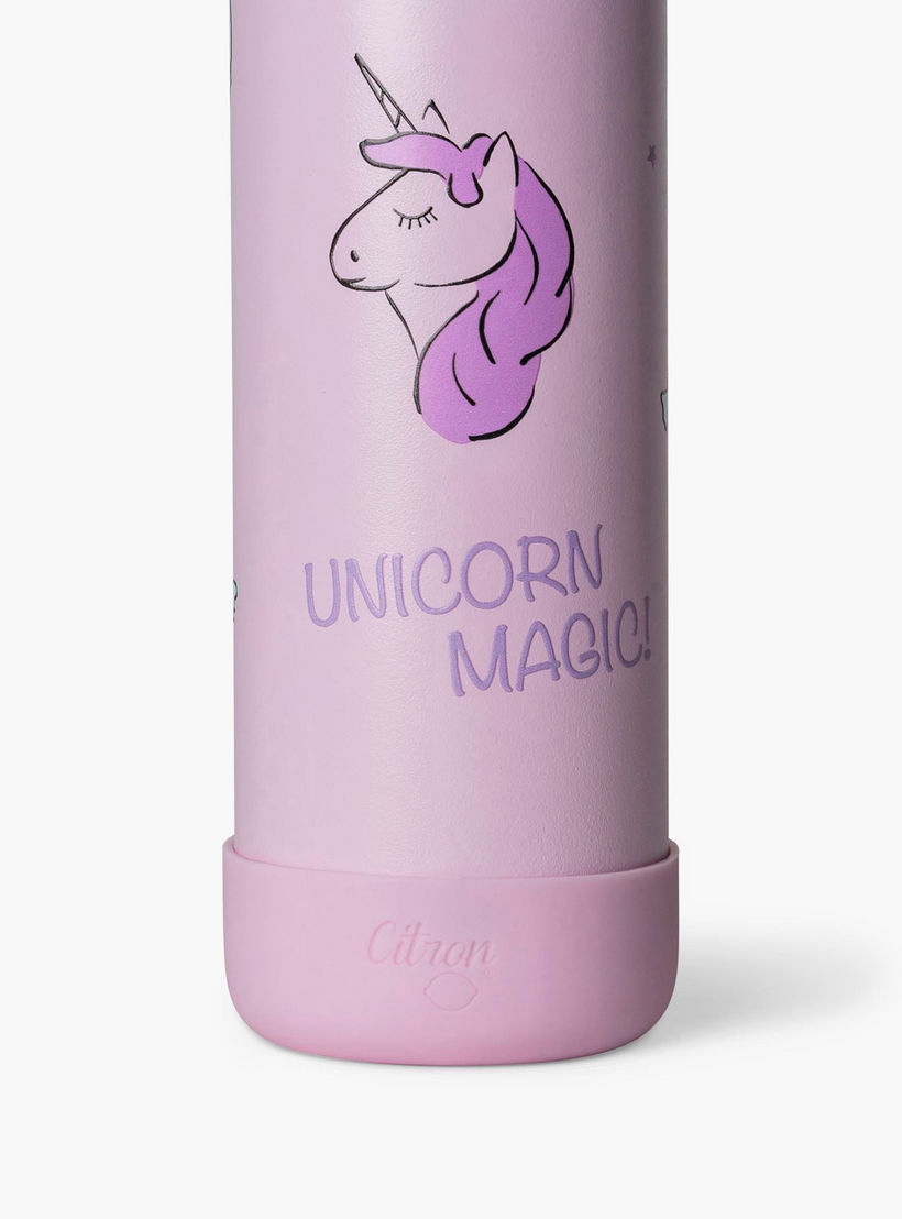 Citron Unicorn Print Triple Wall Insulated Water Bottle - 350 ml-school-waterbottles-image-4