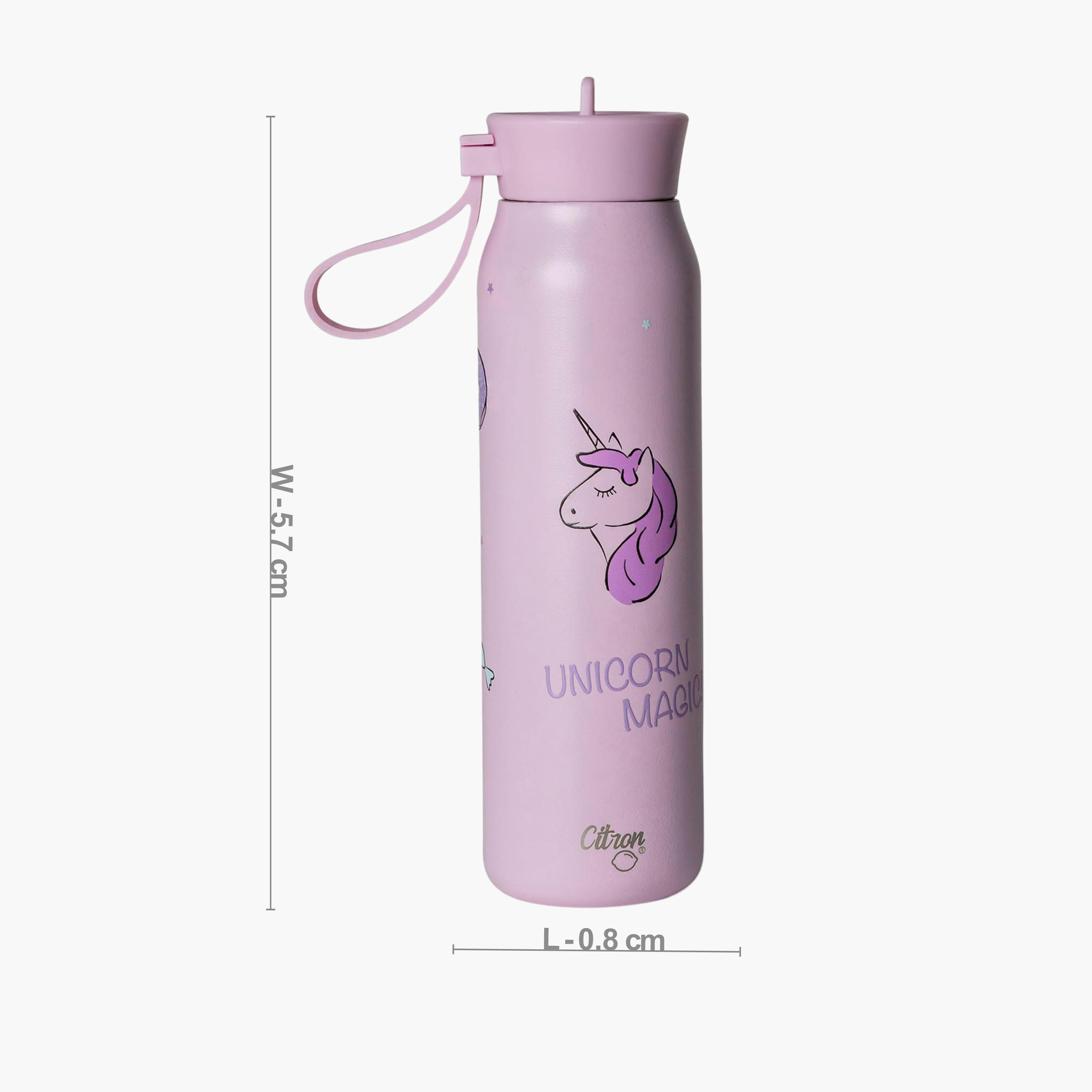 Citron Unicorn Print Triple Wall Insulated Water Bottle - 350 ml-school-waterbottles-image-5