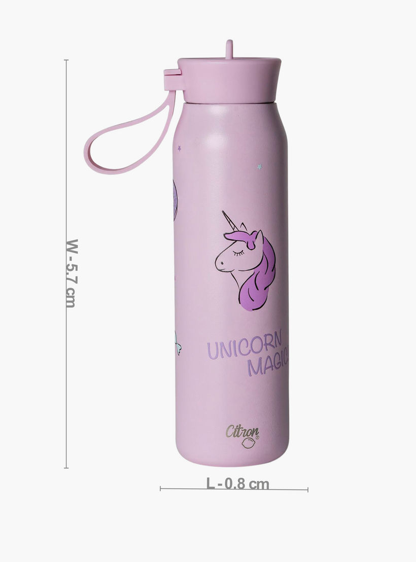 Citron Unicorn Print Triple Wall Insulated Water Bottle - 350 ml-school-waterbottles-image-5