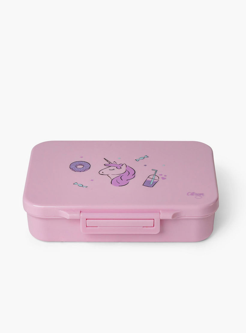 Citron Unicorn Print 4-Compartment Bento Lunch Box-school-lunchessentials-lunchboxes-image-1