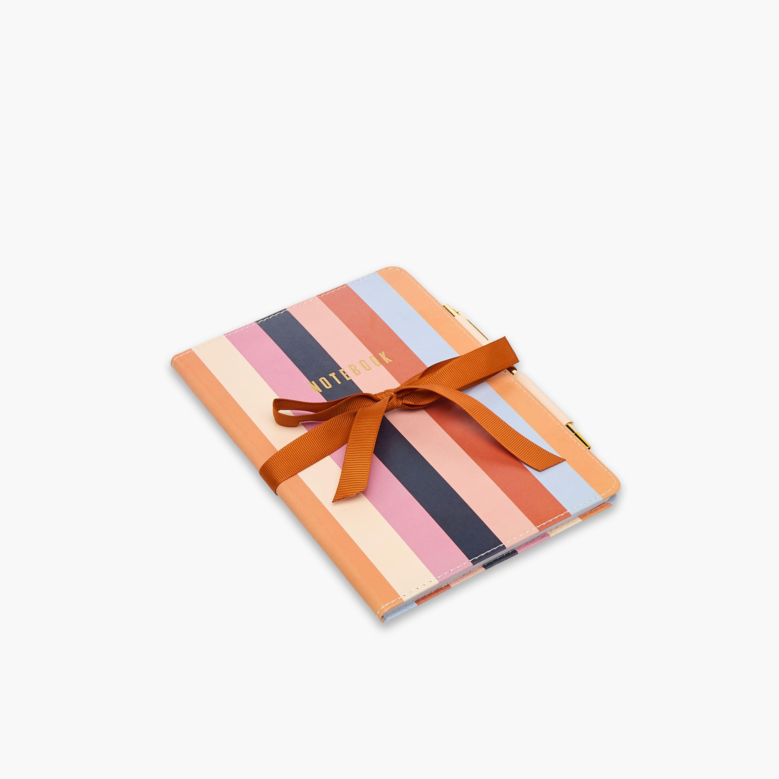 Striped 64-Page Hard Cover Ruled Notebook with Ball Pen-school-stationery-notebooks-image-1