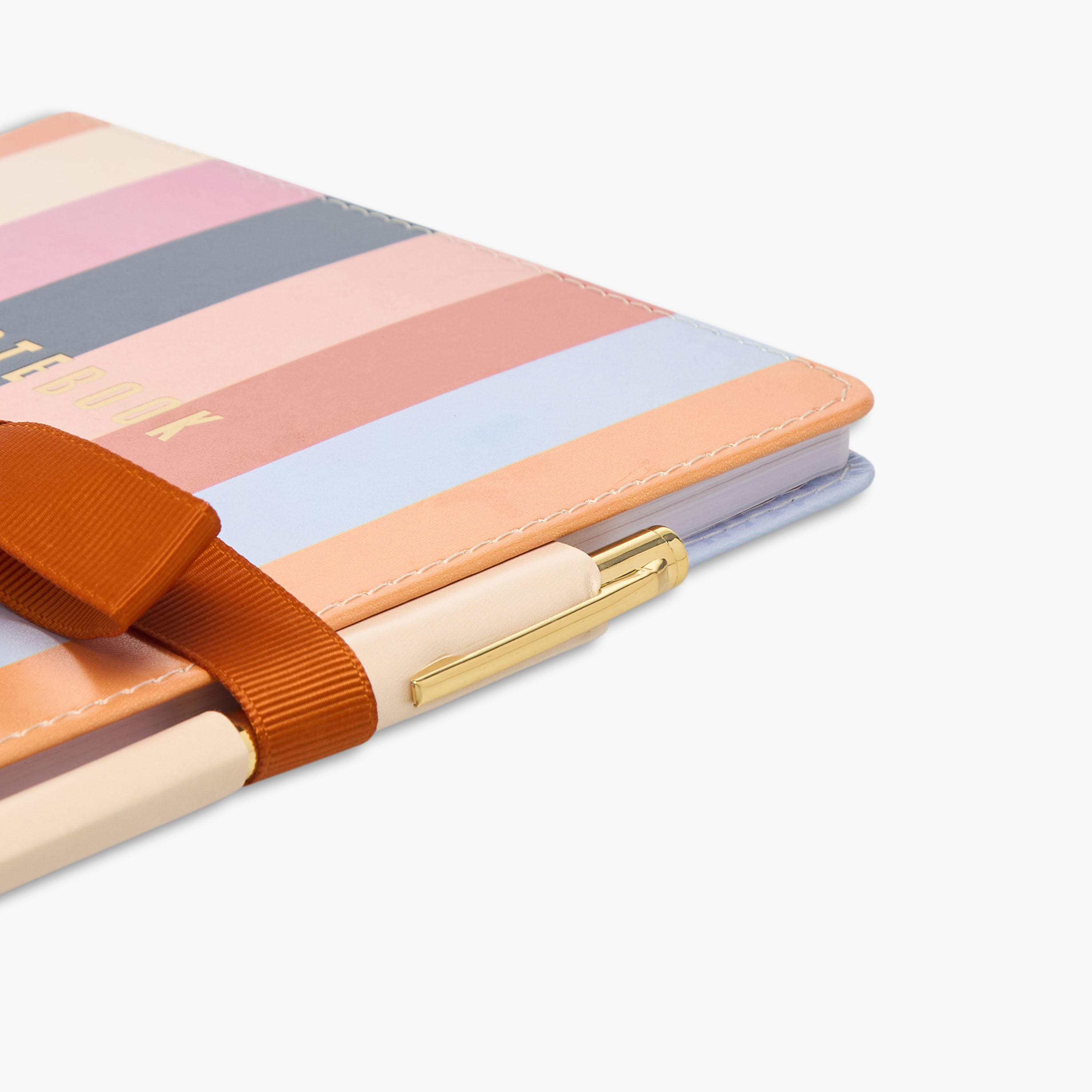 Striped 64-Page Hard Cover Ruled Notebook with Ball Pen-school-stationery-notebooks-image-3