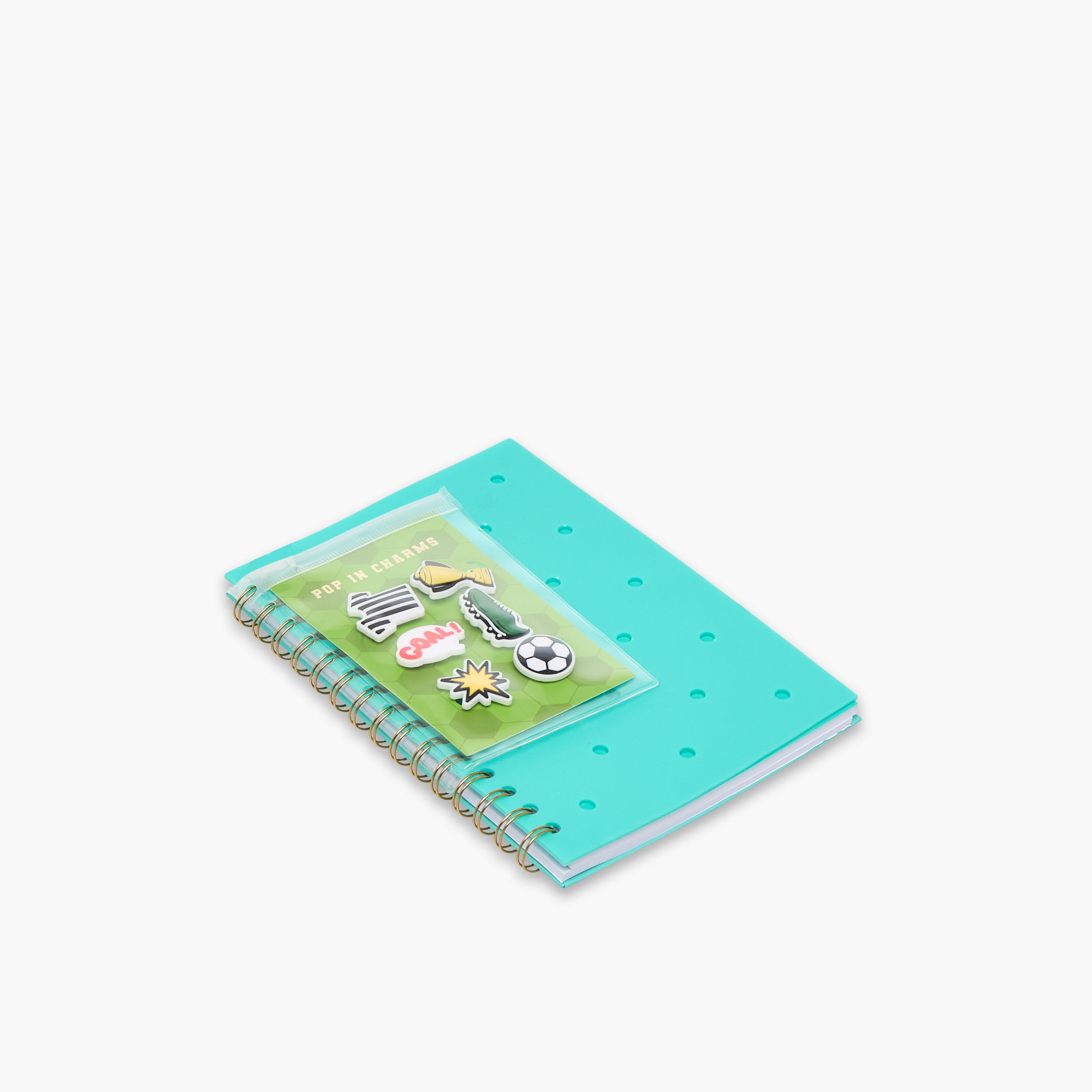 Textured Spiral Bound Hard Cover Notebook and Charms Set-school-stationery-notebooks-image-1