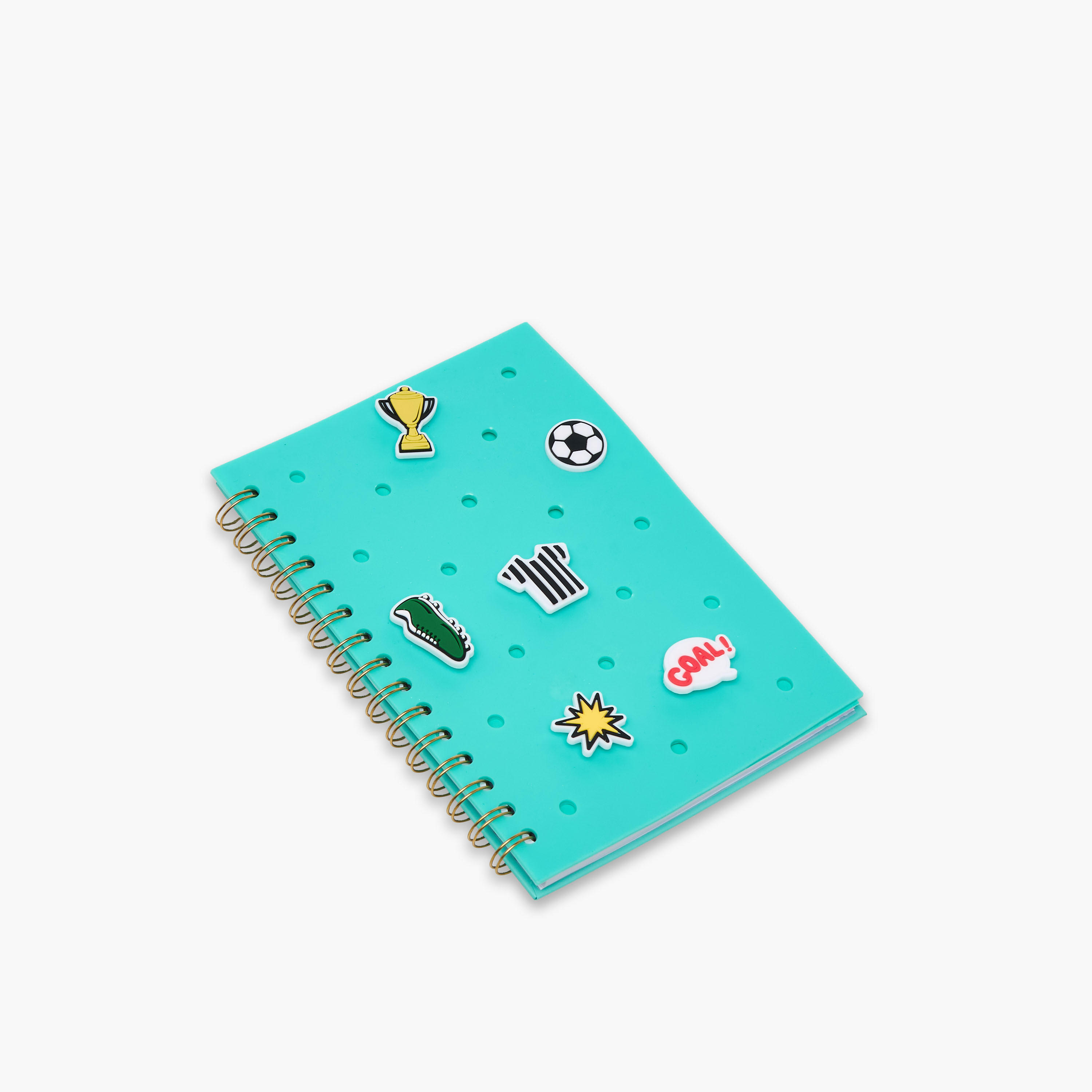 Textured Spiral Bound Hard Cover Notebook and Charms Set-school-stationery-notebooks-image-2