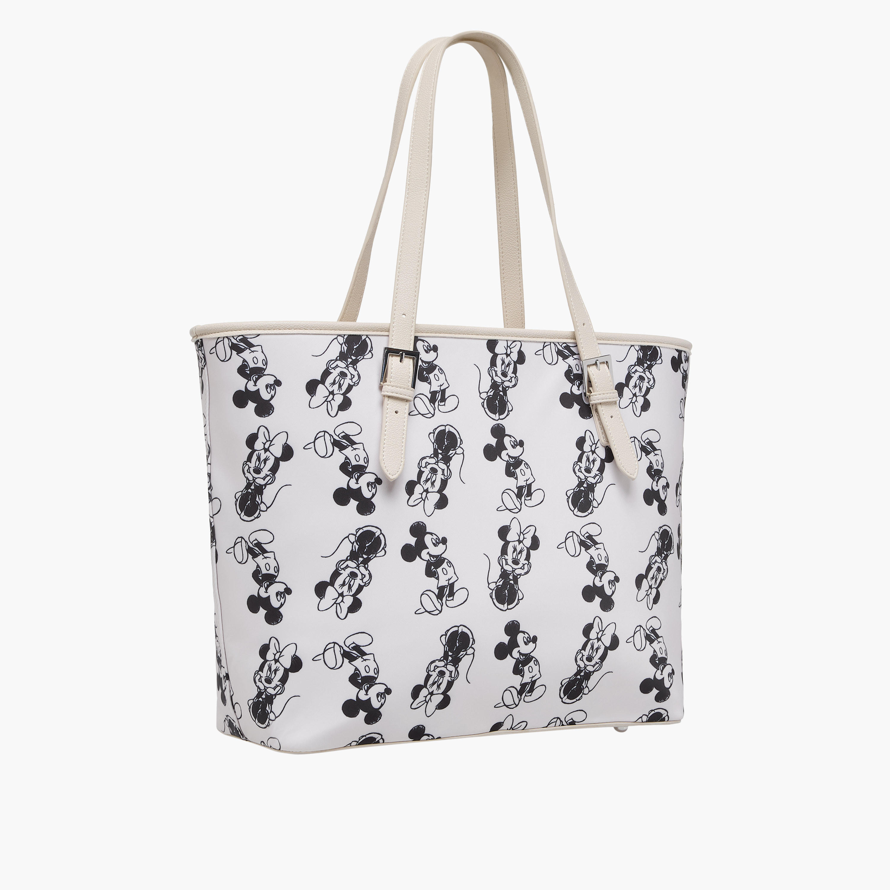 Disney Mickey and Minnie Mouse Print Tote Bag with Double Handle and Zip Closure-women-bagsandwallets-handbags-image-3