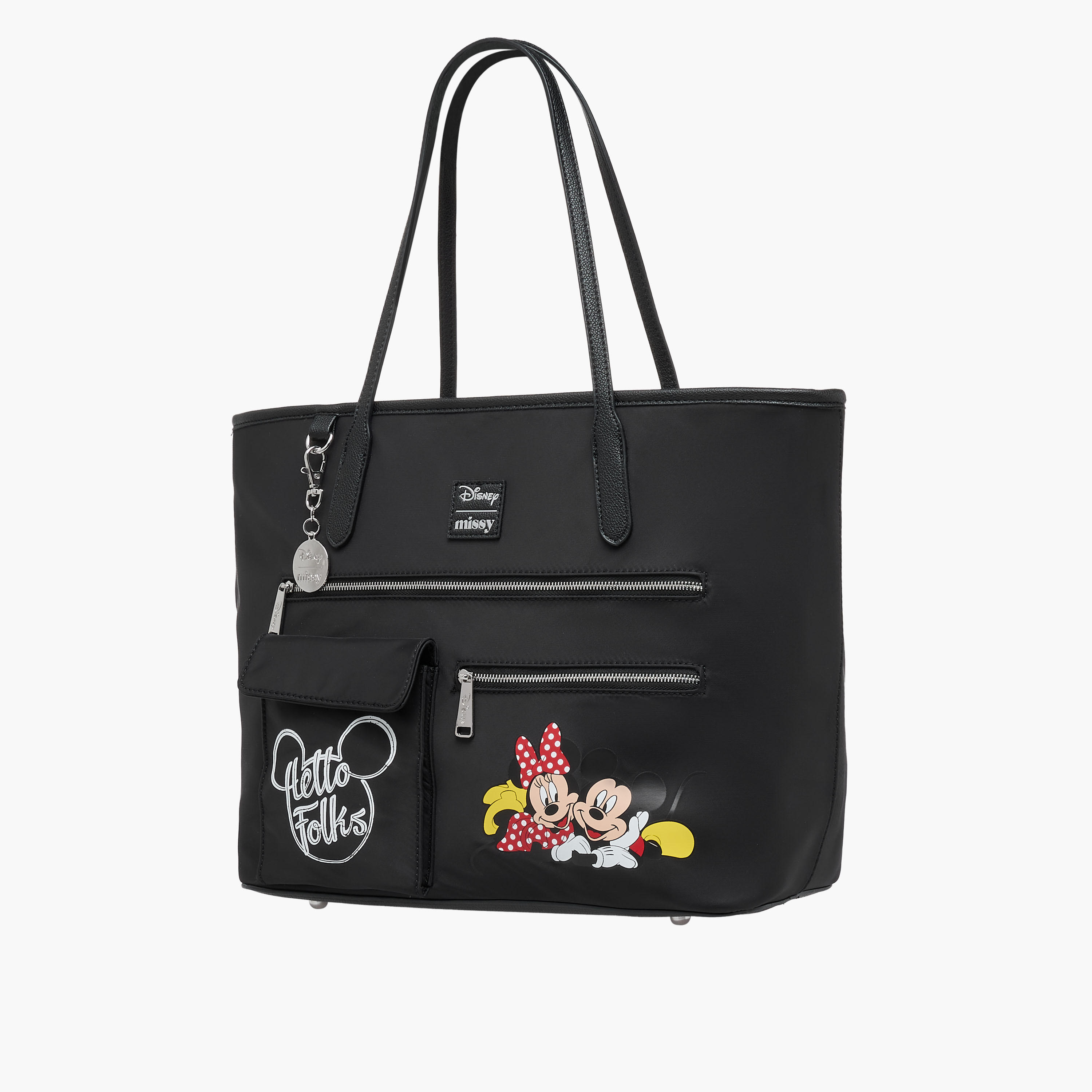 Disney Mickey and Minnie Mouse Print Tote Bag with Double Handle and Zip Closure-women-bagsandwallets-handbags-image-2