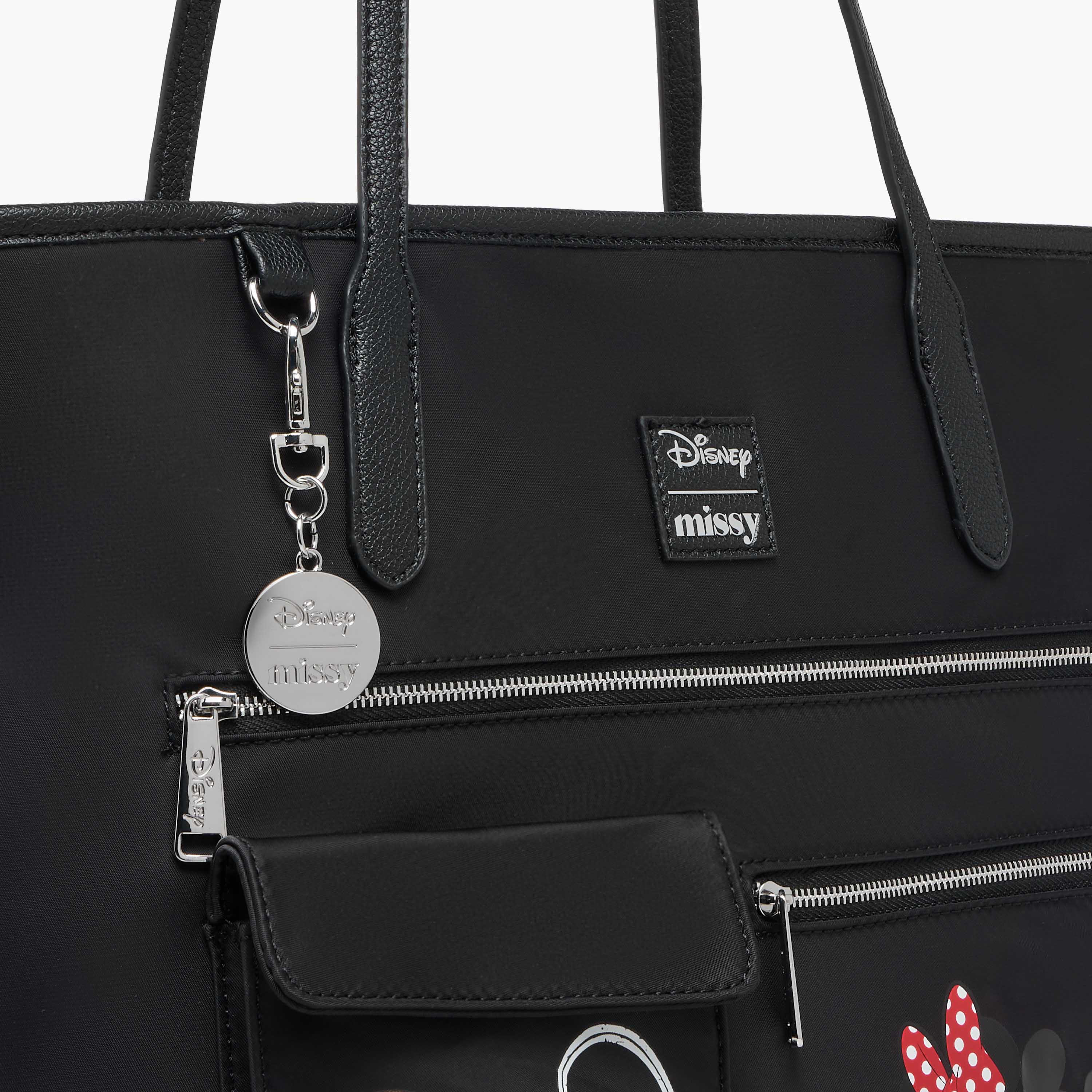 Disney Mickey and Minnie Mouse Print Tote Bag with Double Handle and Zip Closure-women-bagsandwallets-handbags-image-4