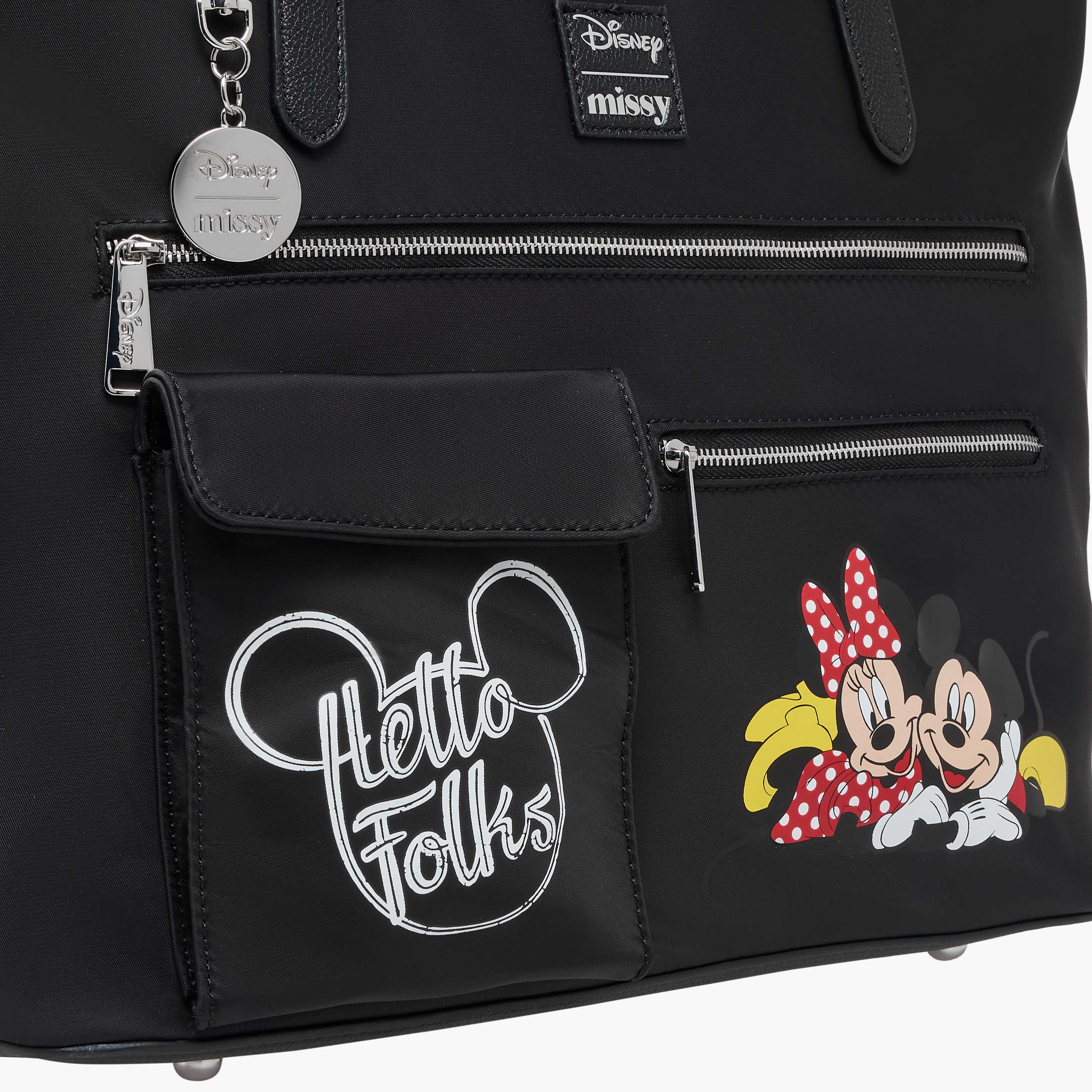 Disney Mickey and Minnie Mouse Print Tote Bag with Double Handle and Zip Closure-women-bagsandwallets-handbags-image-5