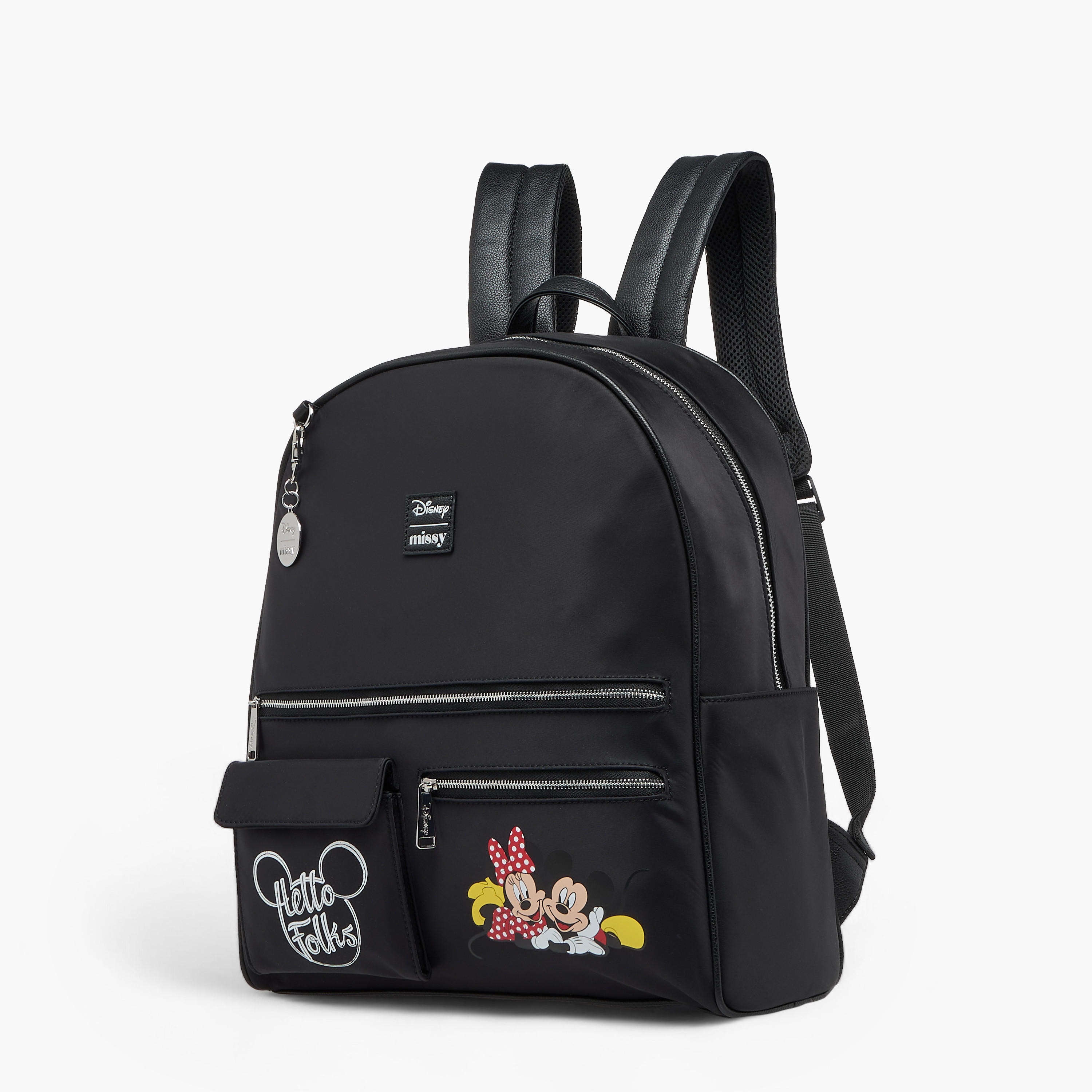 Disney Mickey and Minnie Mouse Print Backpack with Adjustable Straps and Zip Closure - 12x25x34 cm-women-bagsandwallets-backpacks-image-2